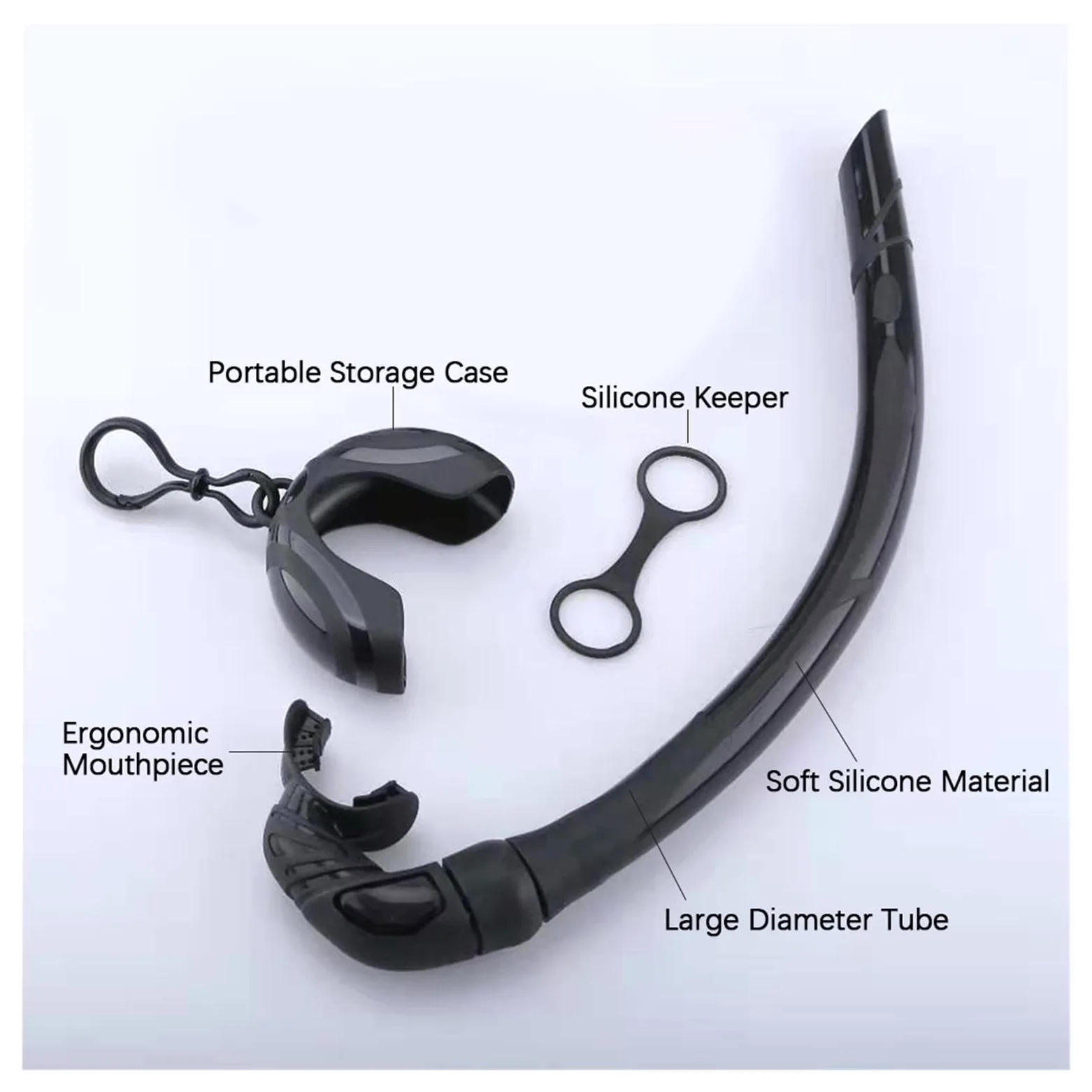 Buceo Snorkel Silicona Tubo de snorkel plegable Snorkel con estuche de almacenamiento compacto Mujeres Hombres enrollados Snorkel Tubo de respiración húmedo for buceo para actividades de buceo y snork