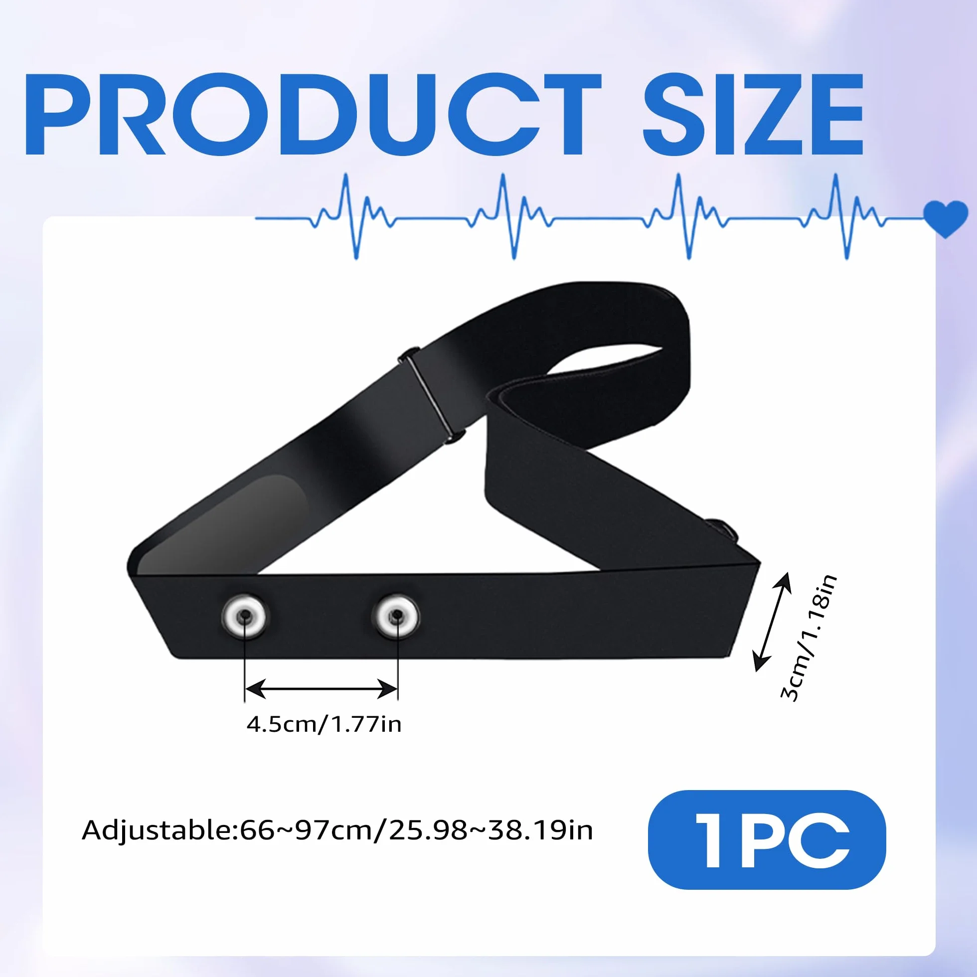 Banda Elástica Ajustable, Chest Mount Cinturón Pulsómetro Banda Heart Rate Chest Strap Replacement Belt Correa de Repuesto Compatible con H10 H9 Deporte Running Monitor de frecuencia Cardiaca (97cm )