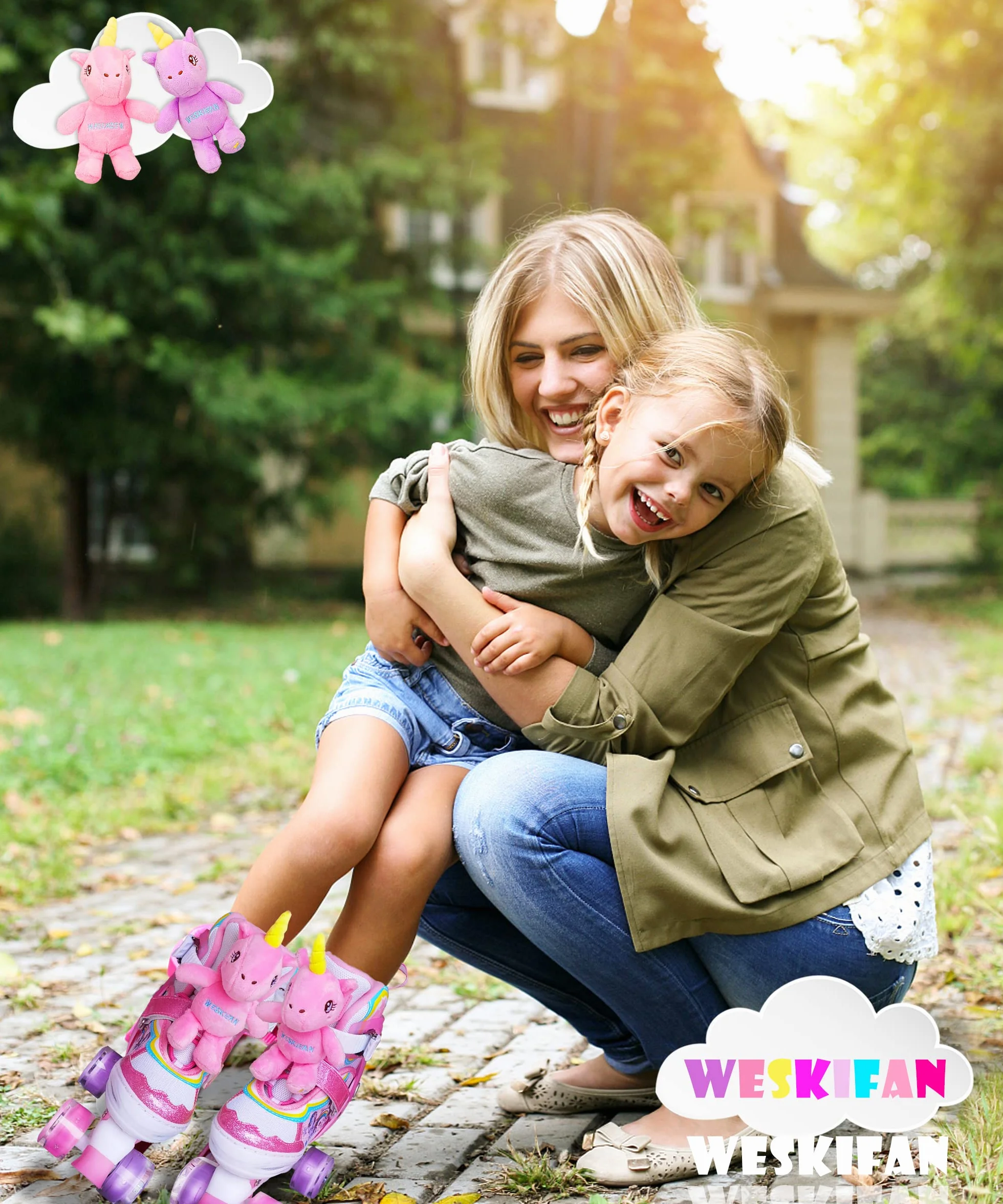Patines Unicornio Ajustables 4 Tamaños con Ruedas Iluminadas para Niñas Principiantes