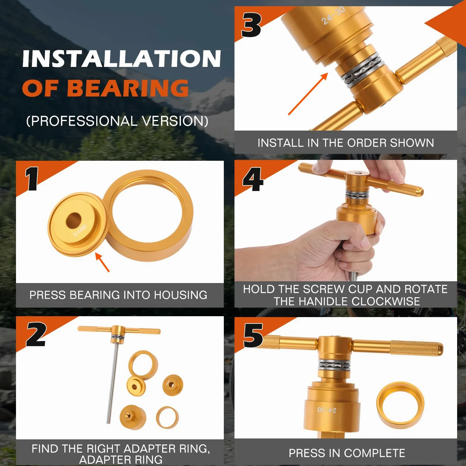 Kit de herramientas de instalación y extracción del pedalier de bicicleta