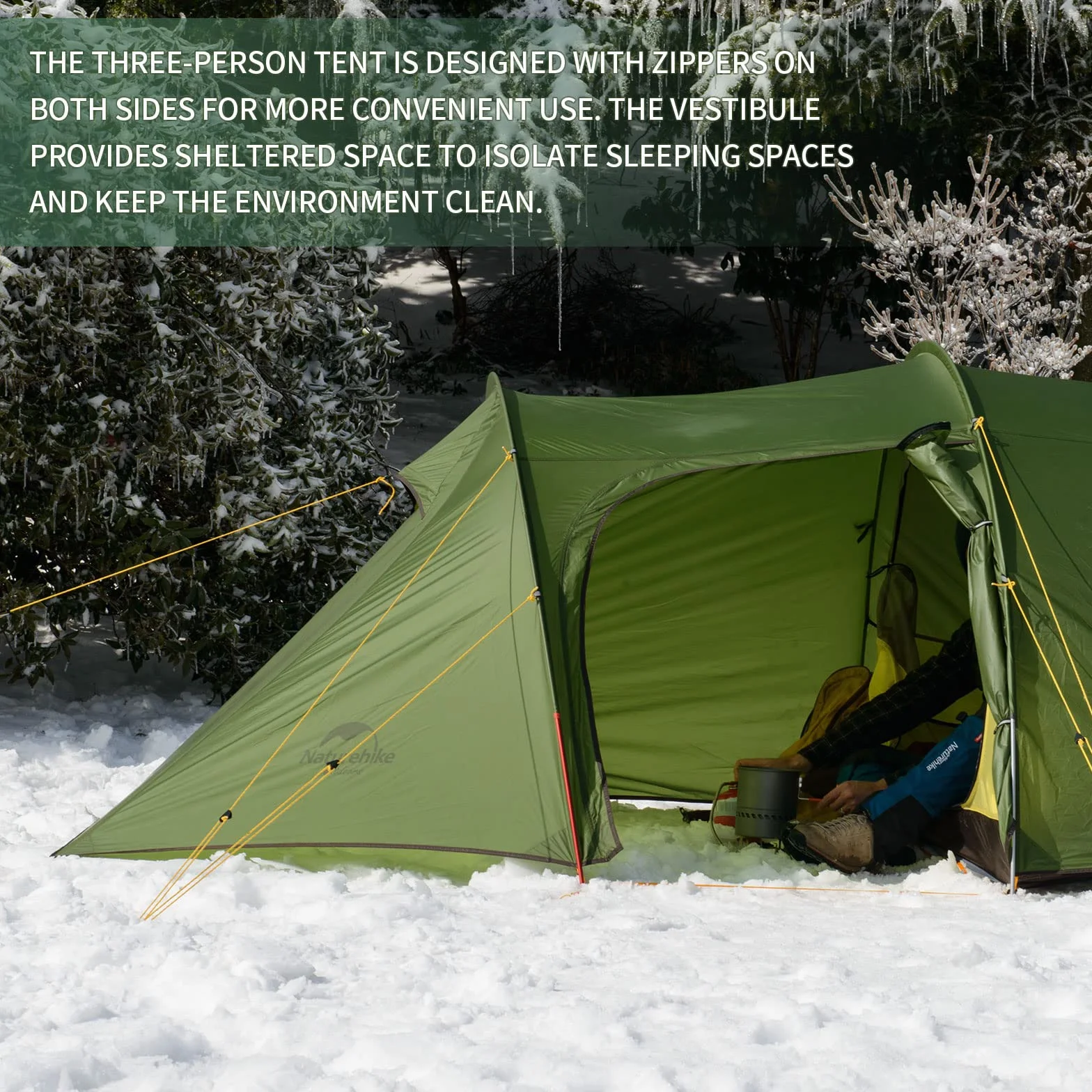Naturehike Opalus Carpa para Mochileros Carpa Familiar Espaciosa y Liviana para 2/3 Personas Carpa Túnel para 2/3 Personas con Toldo