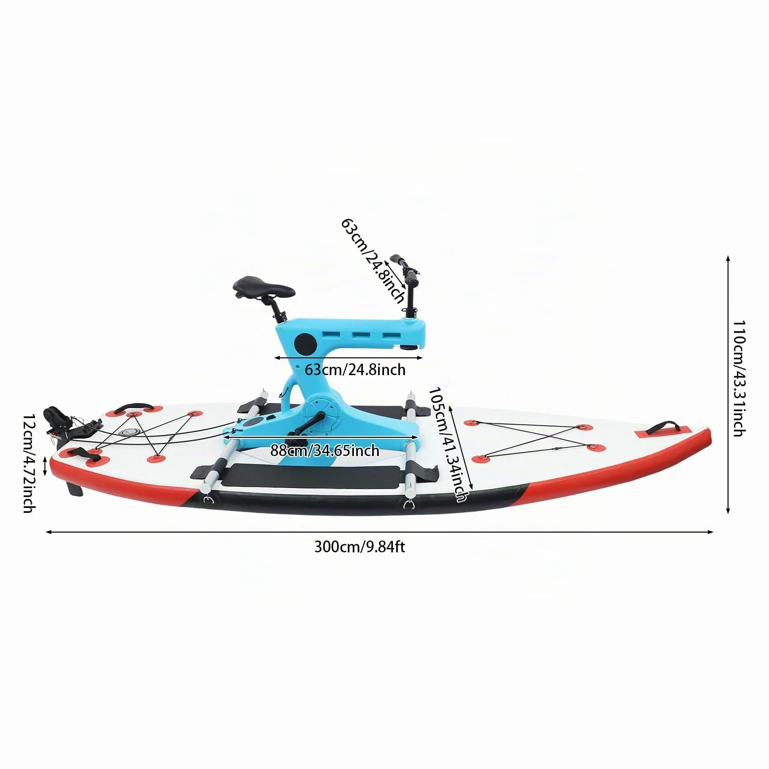 Bicicleta acuática inflable con una capacidad de carga de 100 kg, barco inflable con asientos ajustables, bote inflable a pedales, kayaks inflables para ríos, océanos, lagos