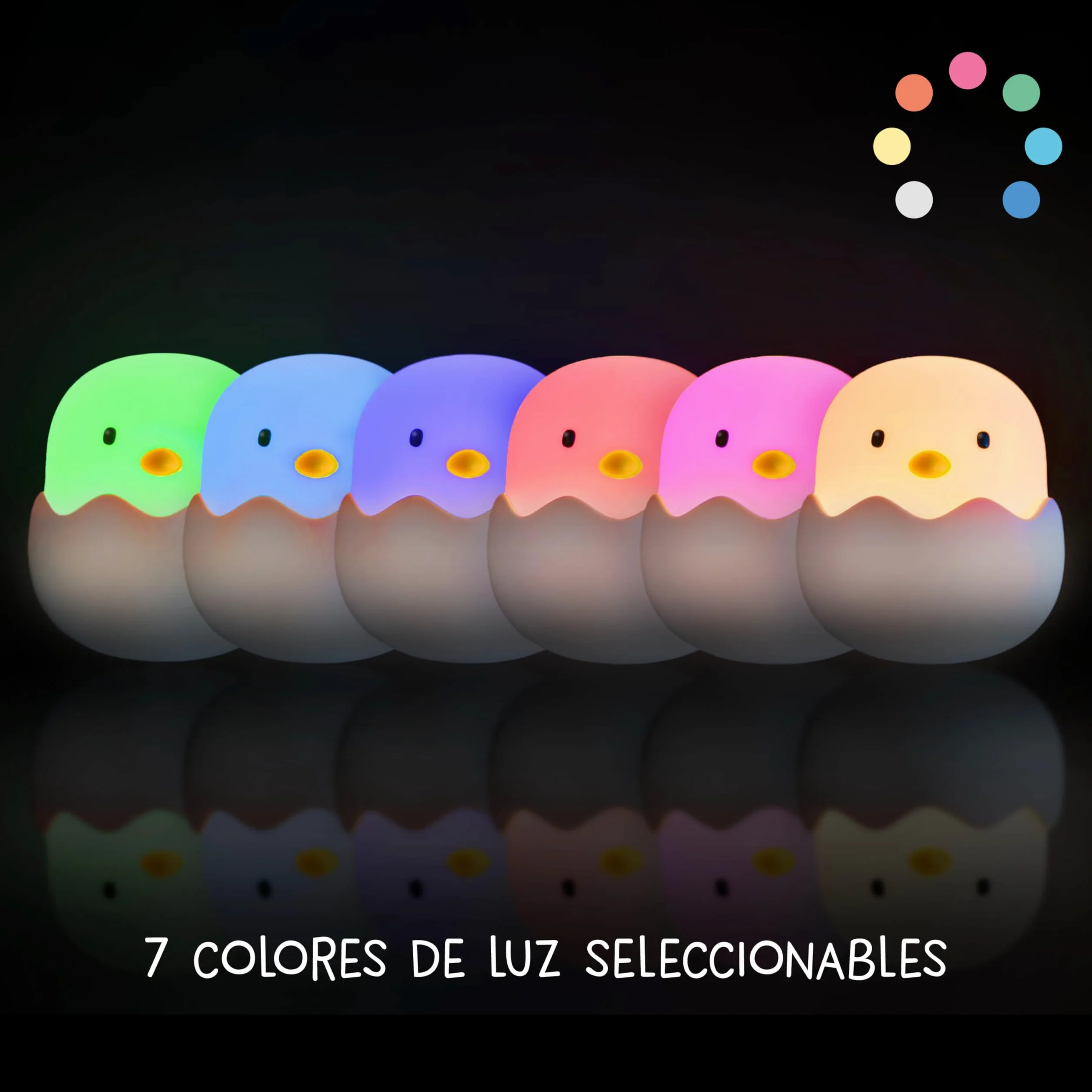 Luz nocturna LED niños MegaLight Eggy Eggy carga USB táctil regulable sin piezas pequeñas