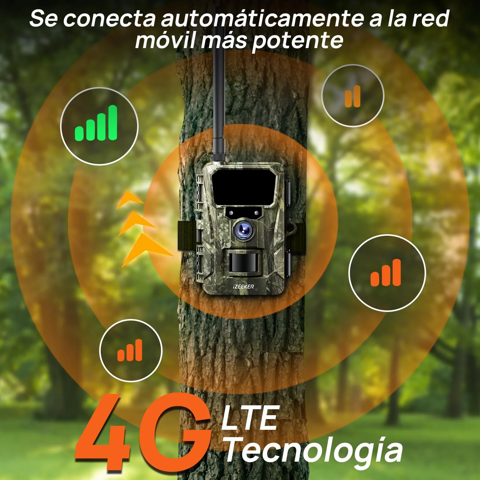 iZEEKER 2 en 1 Cámara de Caza 4G LTE 2K HD 48MP Visión Nocturna Infrarroja IP66