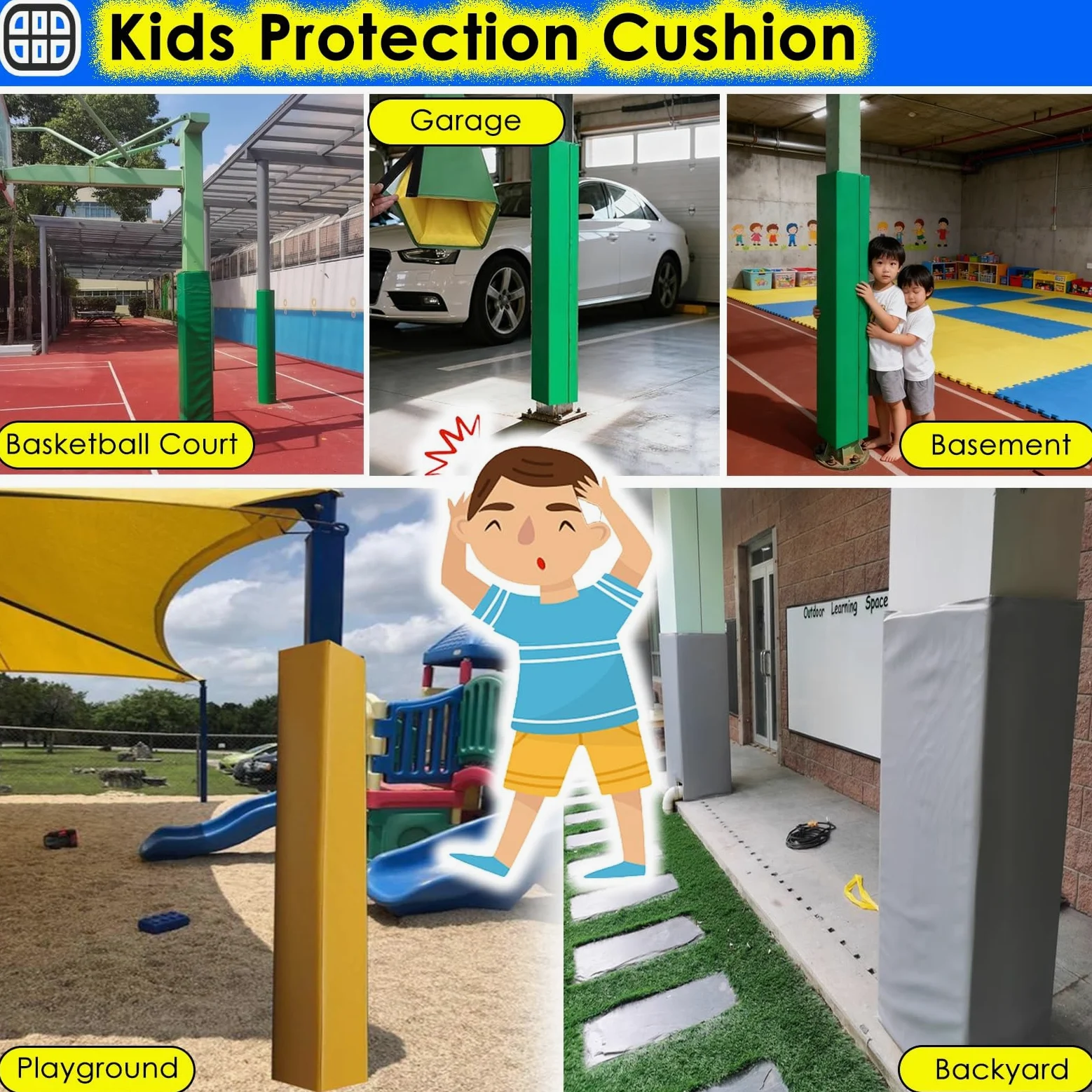 Almohadilla acolchada para poste de baloncesto para aros cuadrados, envoltura de poste de garaje, amortiguación, acolchado protector para equipos deportivos, fácil instalación adhesiva