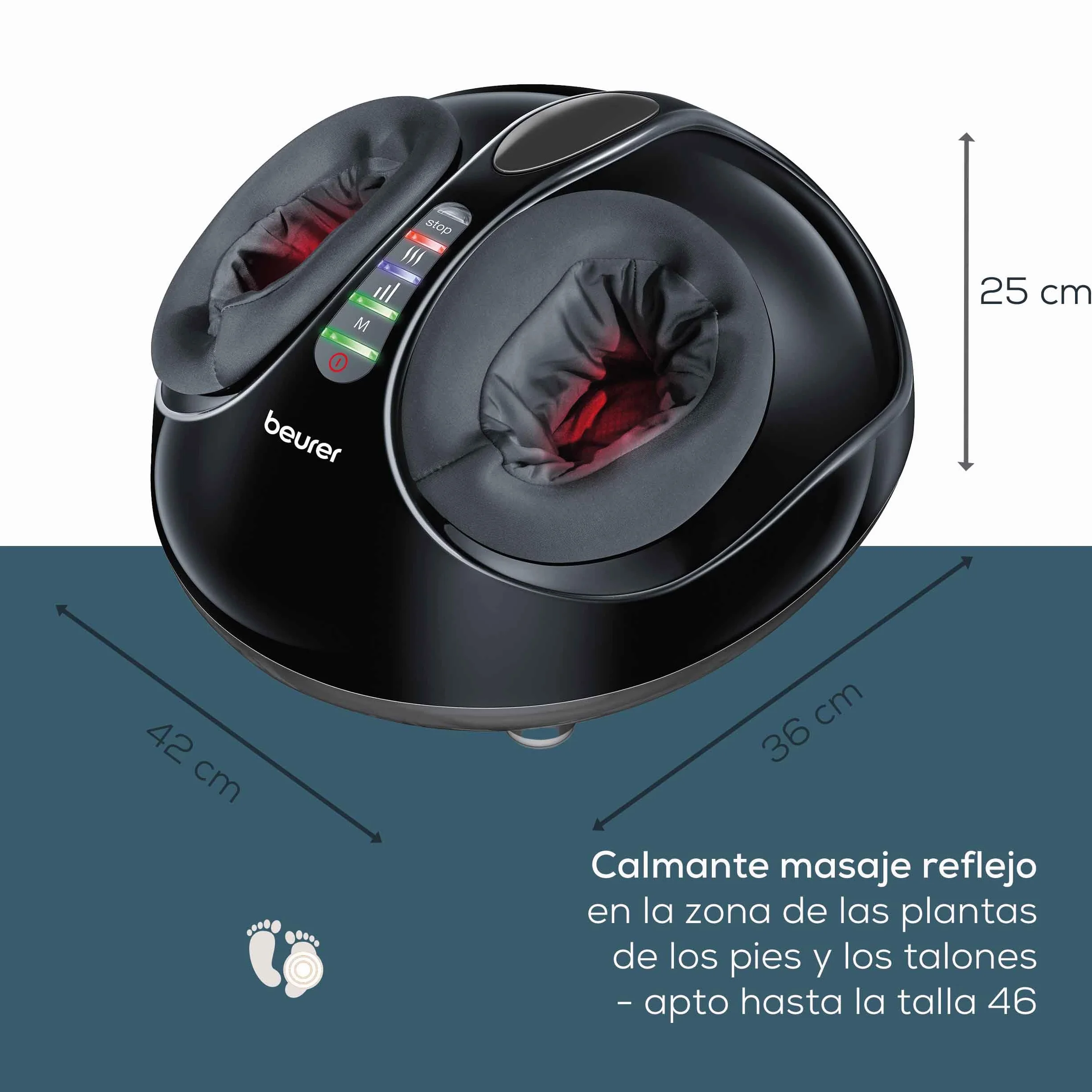 Beurer FM 90 Masajeador de pies Shiatsu, masaje por compresión de aire con calor conmutable, 3 programas de masaje