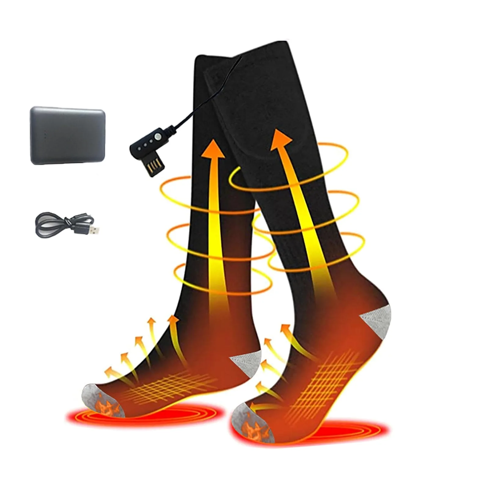 Calcetines calefactables eléctricos recargables, calcetines calefactores, 4000 mAh 5 V/2 A hombres mujeres senderismo calentadores de pies, control de temperatura de 3 velocidades for motocicleta camp