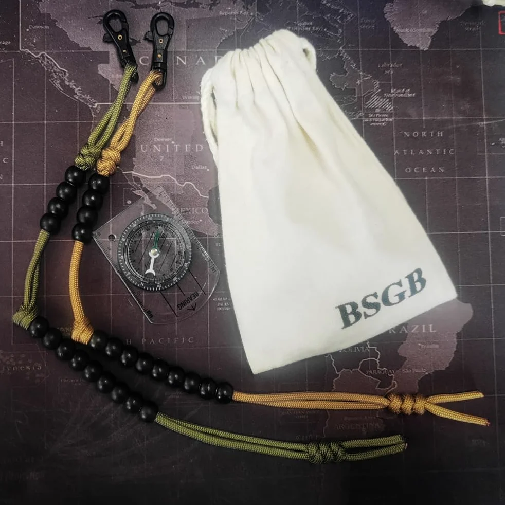 BSGB 2 cuentas de conteo de ritmo, cuentas de ritmo del ejército, cuentas de contador de distancia, contador de senderos, cuentas de senderismo para brújula, navegación por tierra, kit de orientación,
