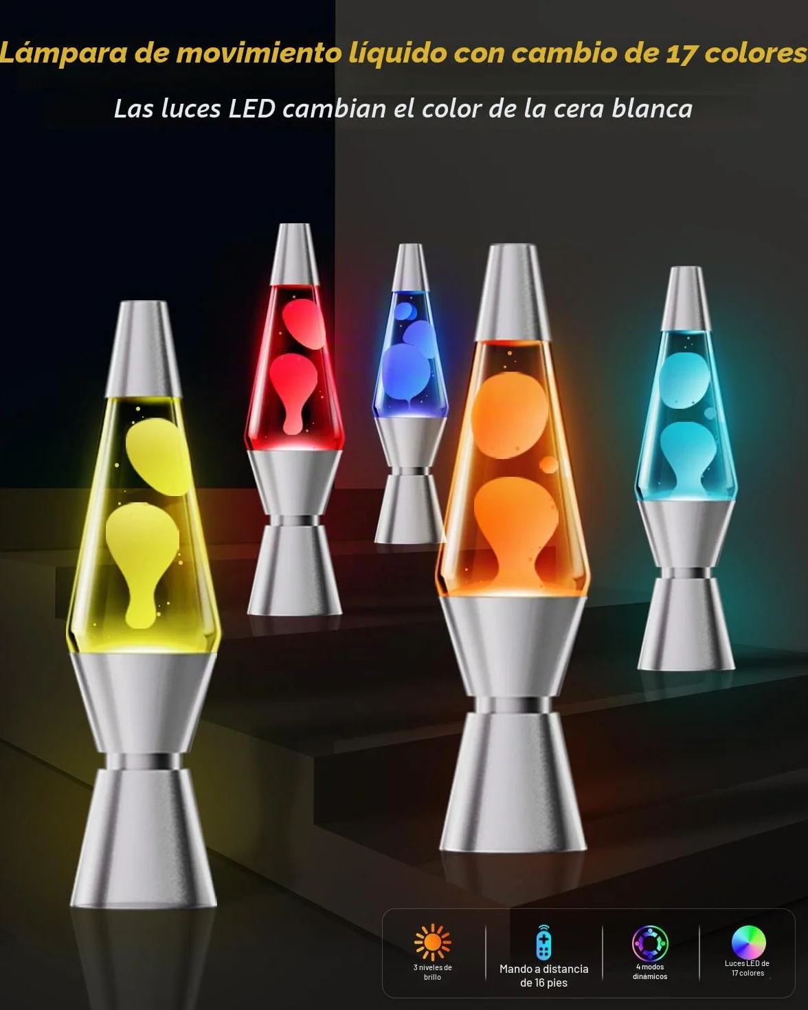 AONESY Lámpara de Lava, 17 Colores con Mando a Distancia, Decoración Retro Hogar