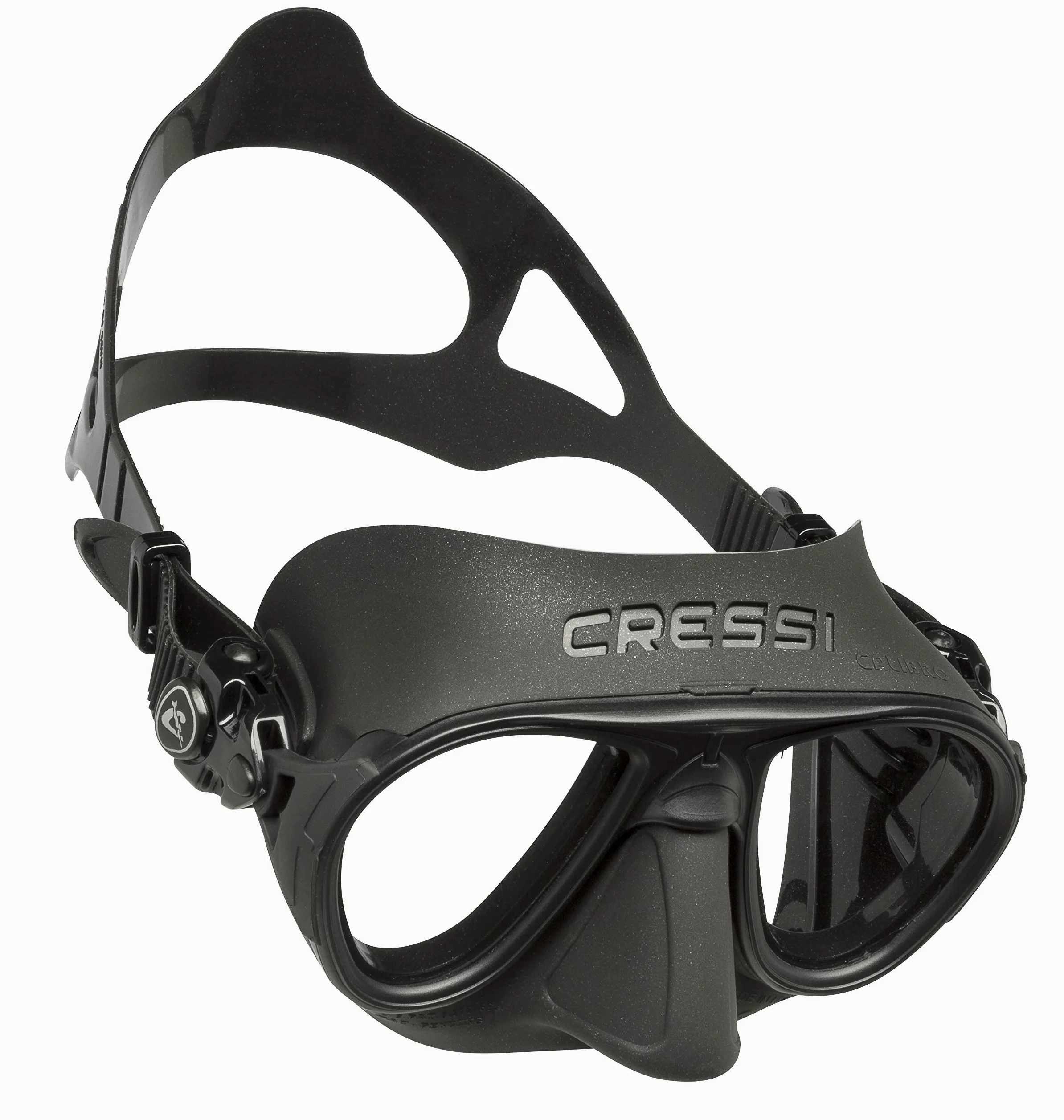 Cressi Calibro Máscara polyvalent para Buceo, apnea Avanzada y submarina Fishing, Unisex Adulto, Negro, Talla única + Epsilon SPE Alpha Ultra Dry Snorkel de Silicona Unisex, Negro/Negro, Talla única