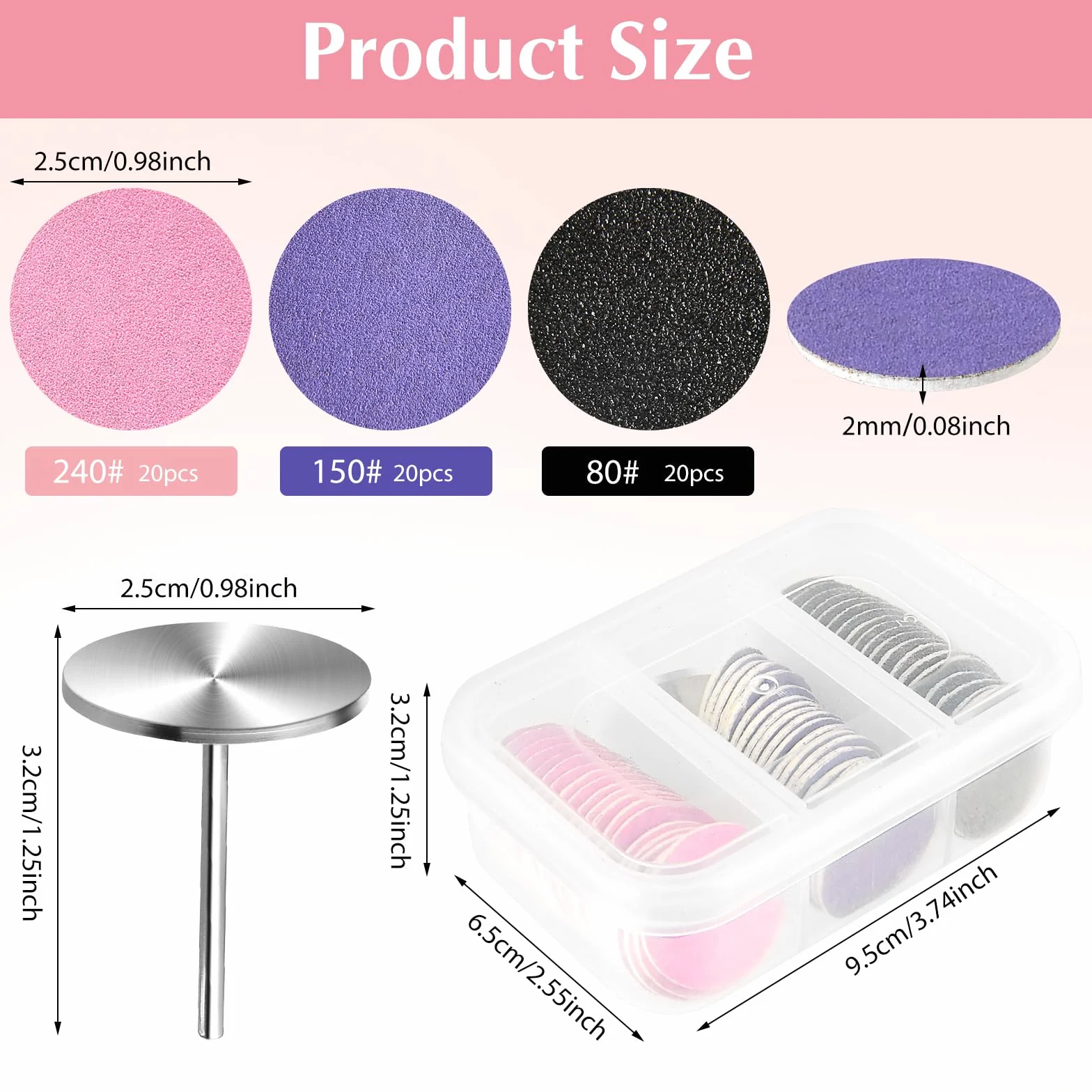 TIESOME discos de papel de lija 25 mm grano 80 180 240 para taladro uñas removedor callos