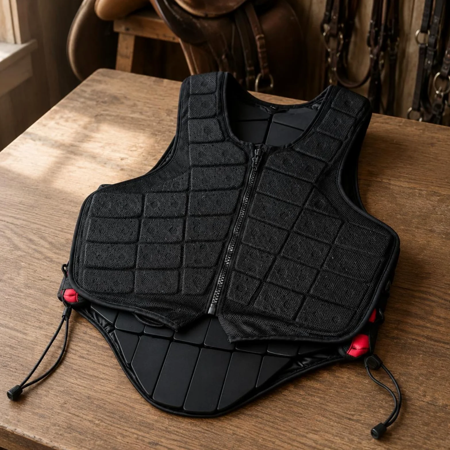 Qianly Chaleco Ecuestre Chaleco de Equitación Chaleco Protector Chaleco Acolchado con Estructura de Malla Resistente a Impactos Cremallera Frontal para , M