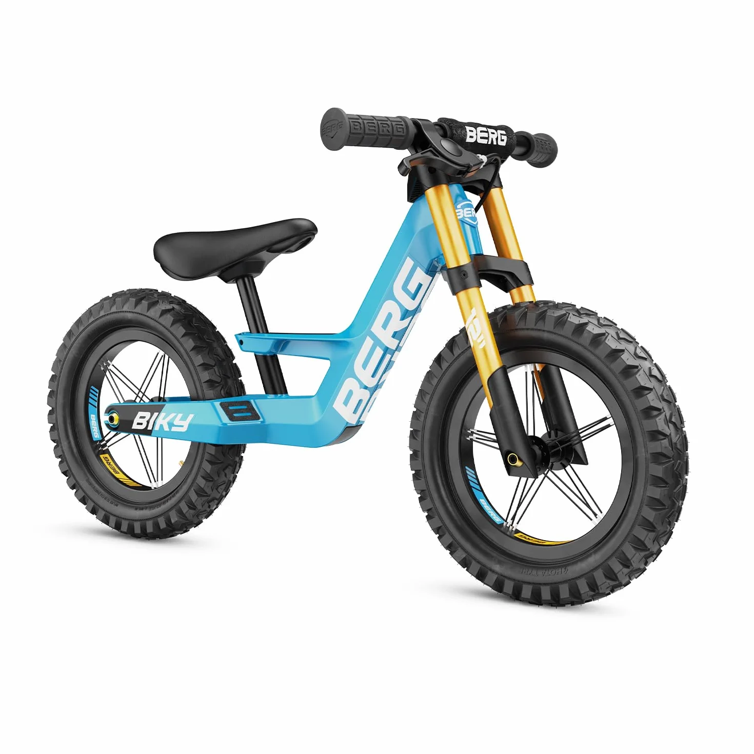 BERG Bicicleta sin Pedales Biky | 2,5-5 años, 12 pulgadas, con freno de mano, cuadro ligero de magnesio, ruedas hinchables