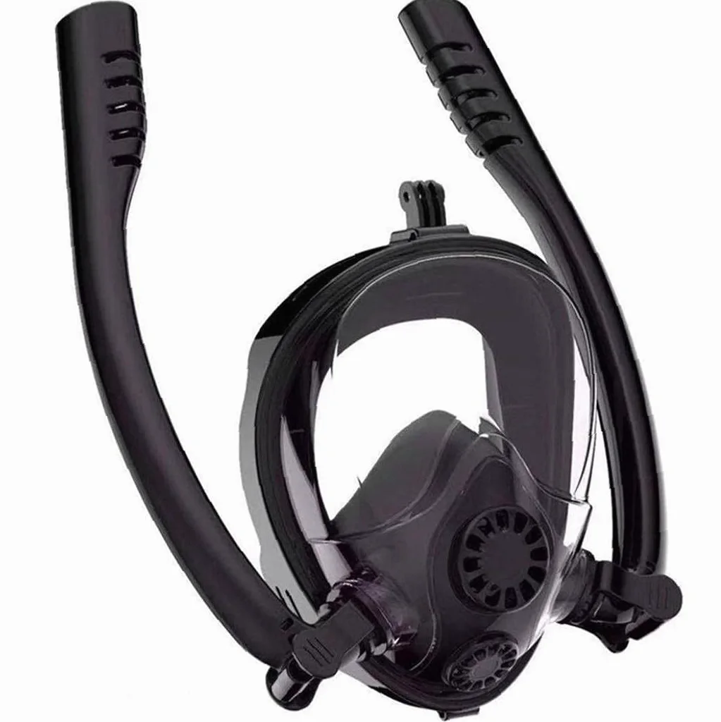 Dual Tubo Snorkel Respiración Snorkel Mascarilla Completa Anti-Fog Anti-Fugas Gafas De Buceo con Montura Doble Flujo De Aire Silicac