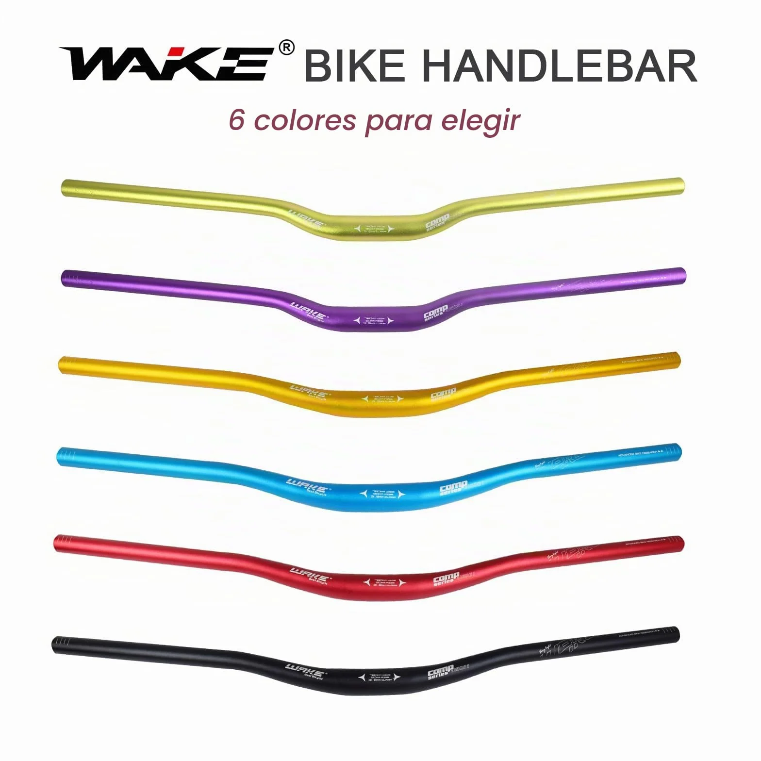 WAKE Manillares para bicicletas, Mountain Bike Manillar Ancho MTB Barras Elevadoras Mangos de Bicicleta de aleación de Aluminio extralargos Extra Largos para bajadas Off-Road 31.8 * 780MM Negro
