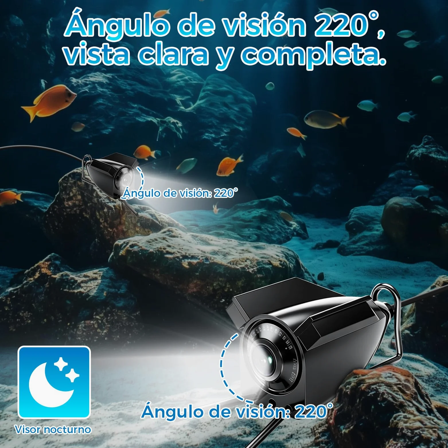 Sonda de Pesca, 1080P HD Cámara de Pesca Submarina IP68 | Pantalla IPS HD de 4,3 Pulgadas 15m Cable, Función de Penetración en Aguas Turbias para Pesca en el Mar Pesca Río Pesca Hielo