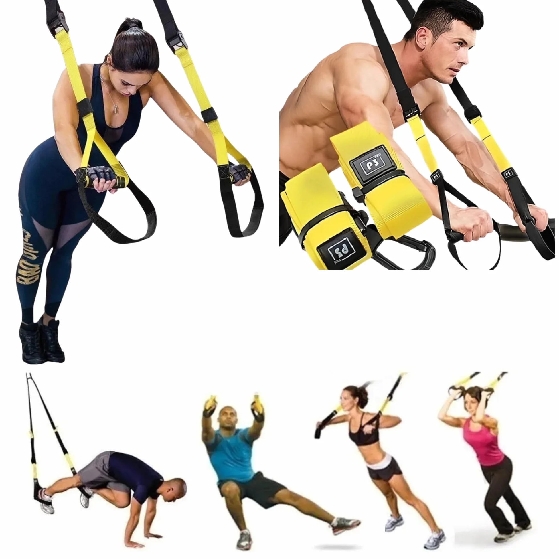 Sistema de Entrenamiento en Suspensión Kit Completo con Anclaje para Puerta y Correas Ajustables