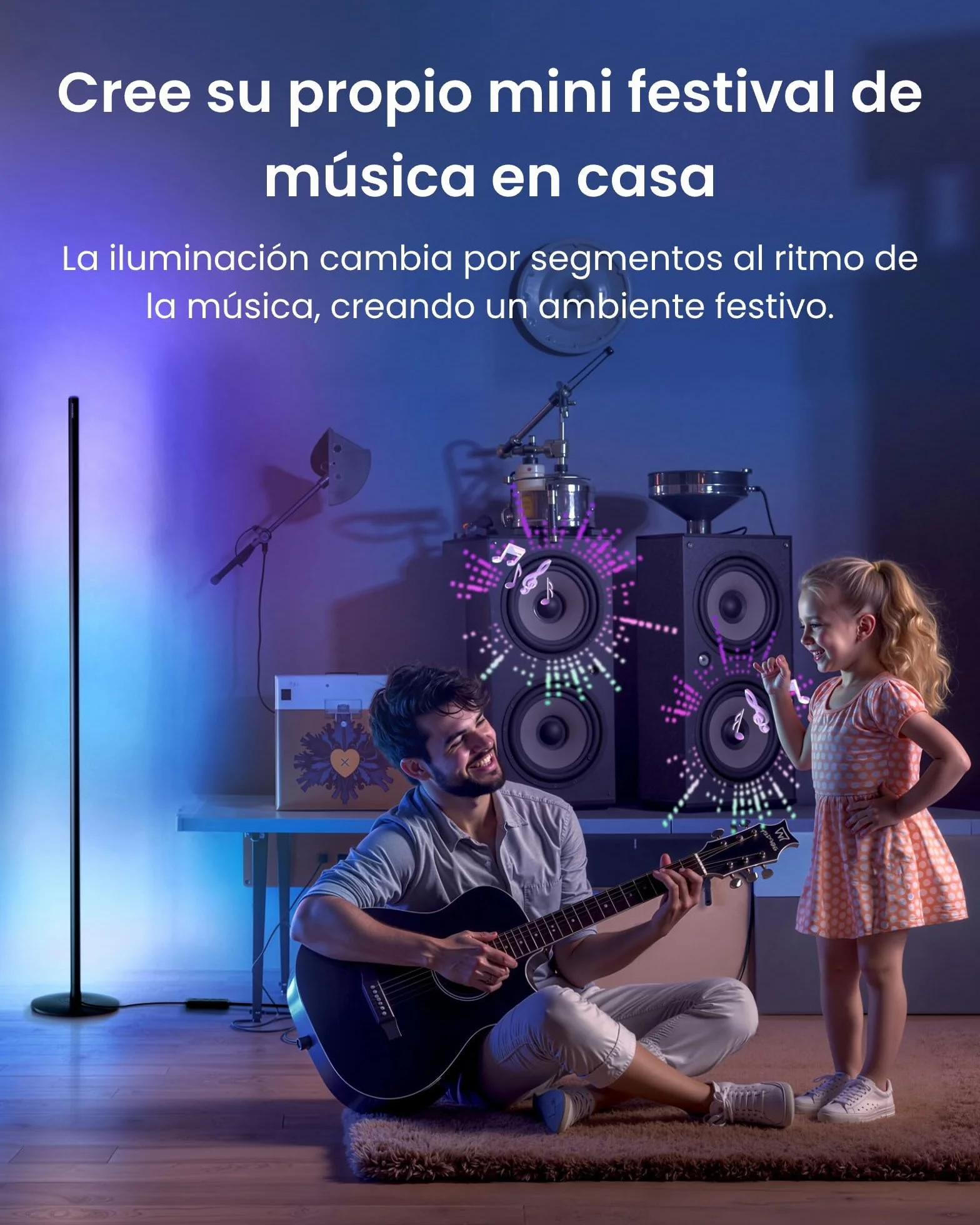 SwitchBot Matter RGBICWW Lámpara de Pie LED, Blanco Cálido y Frío, 16 Millones Colores, 1200lm, Compatible con Apple Home, Alexa, Google Home