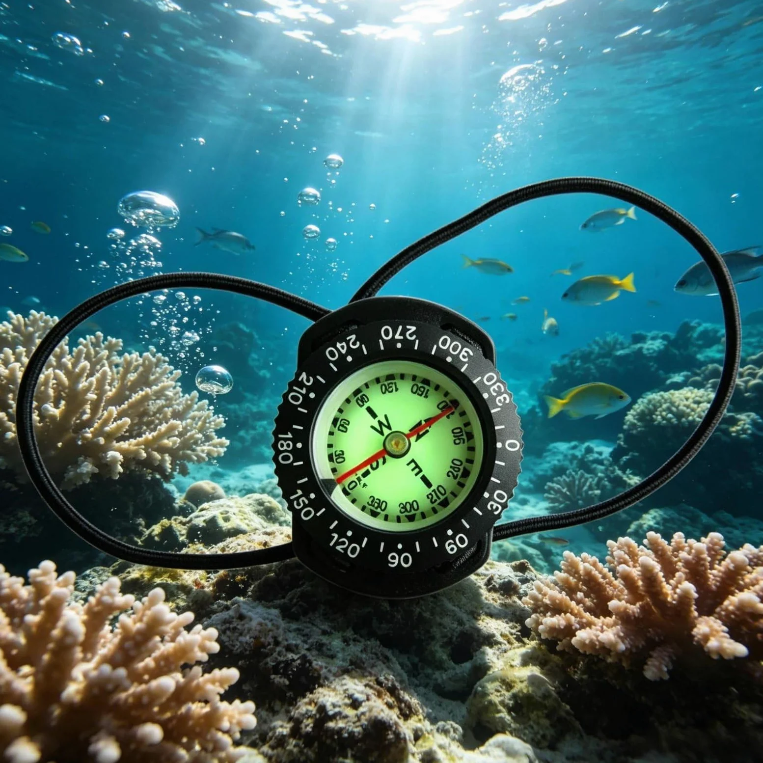 kowaku Brújula de Bungee para Buceo Brújula Instrumento de Navegación Orientación Llenada de Líquido con Dial Lateral Magnética Fijación Elástica Adecuada