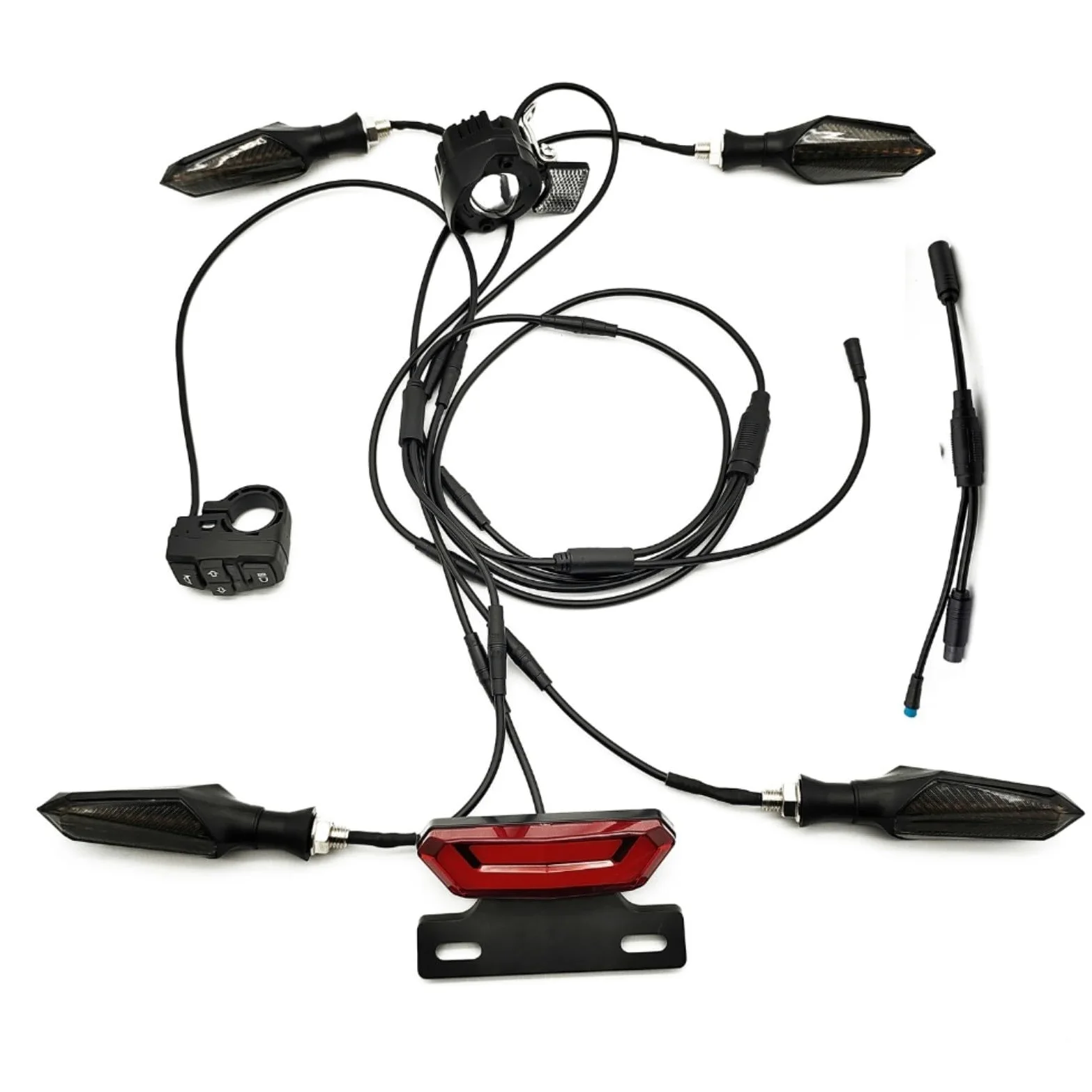 Kit de luces Ebike de 36 V, 48 V, 52 V, faros delanteros y traseros con indicadores de flujo, juego de iluminación LED impermeable para bicicleta eléctrica, triciclo, scooter, compatible con BAFANG