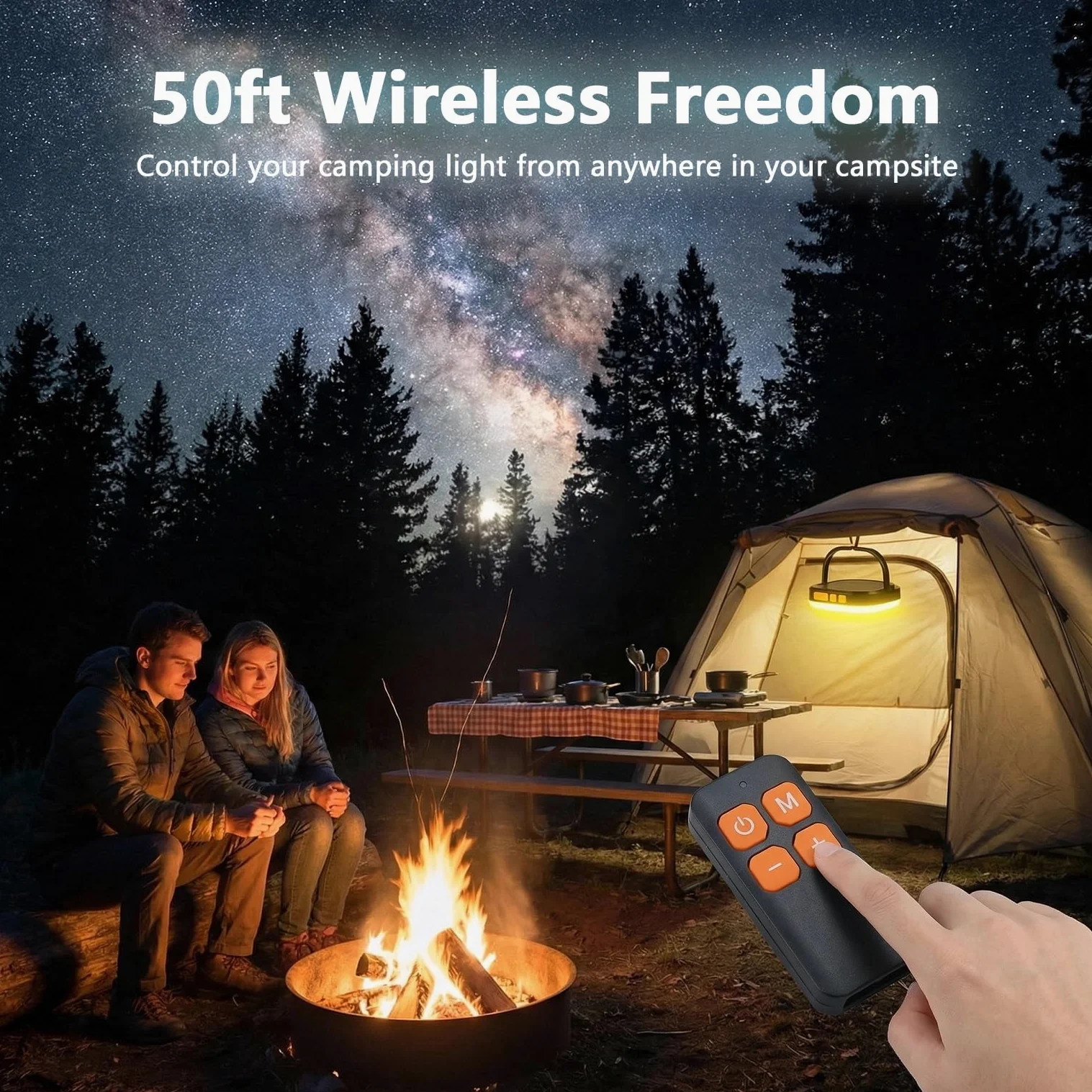 Linterna solar con control remoto de 5000 mAh, recargable, luz LED esencial para camping, 2000 lúmenes, 5 modos de luz, IPX5, impermeable, con linternas de carga USB para cortes de energía, peces