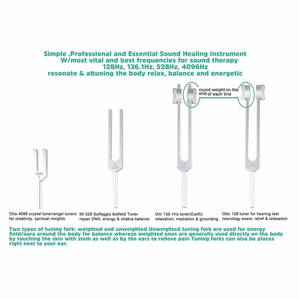 NEWFUN Diapasones 528 Hz 4 Piezas Juego para Terapia de Chakras y Sonido