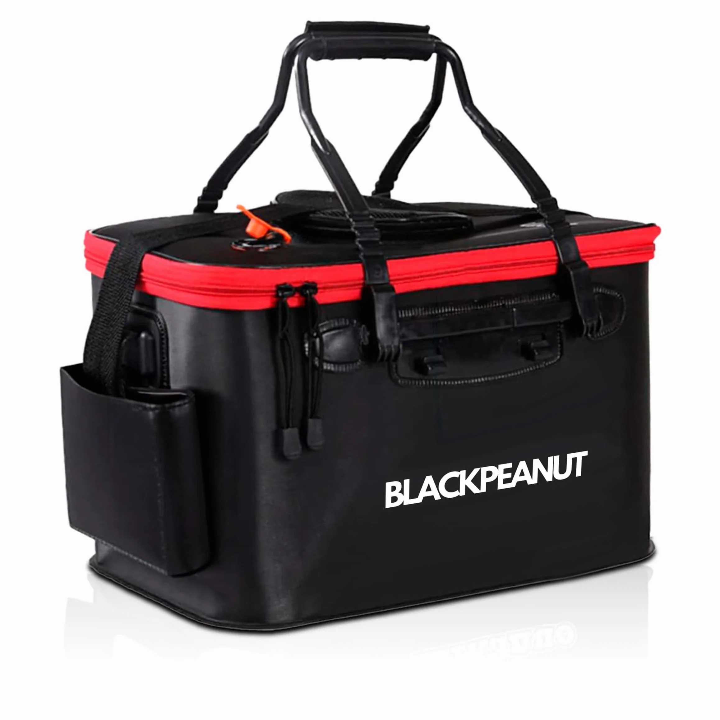 Cubo de Pesca Plegable 30L Negro Stealth – PVC 1 mm Resistente al Agua – Vivero Cebo Vivo – Carpfishing, Surfcasting y Spinning – Mar y Río – Asas + Bandolera