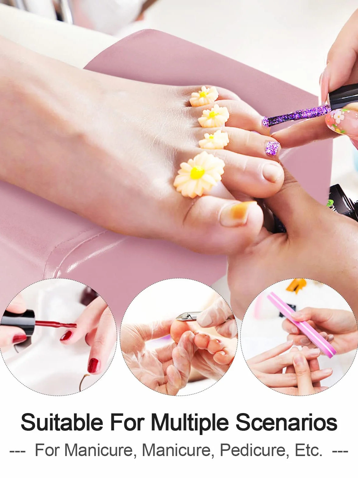 Taburete de pedicura Ajustable Profesional para Salón SPA, Soporte de pies Rosa