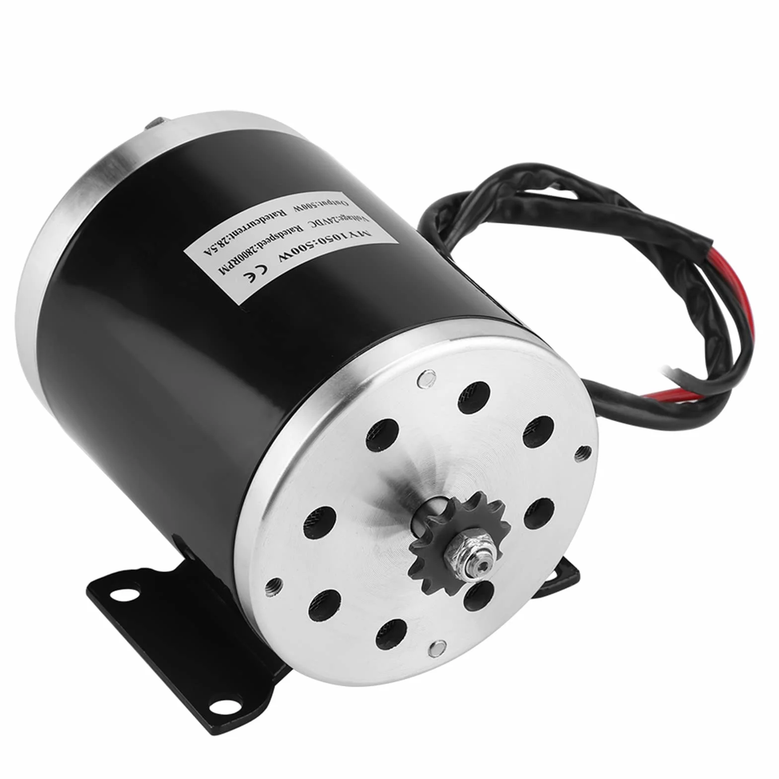 500W DC 24V Motor de Cepillo Eléctrico con Soporte para Scooter Bicicleta Gokart