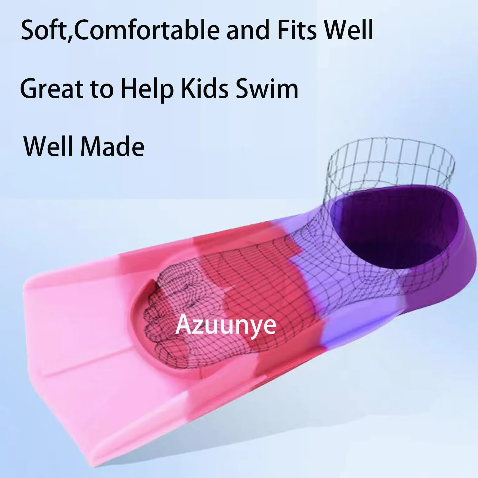 Aletas de natación para niños, aletas de entrenamiento de natación de hoja corta