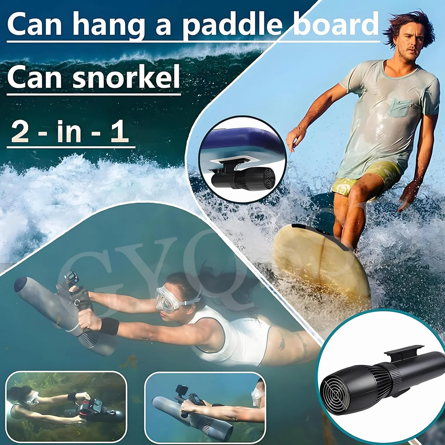 Scooter Submarino Eléctrico 500 W, 50 Minutos De Buceo, Potenciadores De Natación, Accesorios Para Tabla De Paddle Surf De 10 Km/H, Motor Para Tabla De Surf Eléctrica, Velocidad Ajustable,10000mAh
