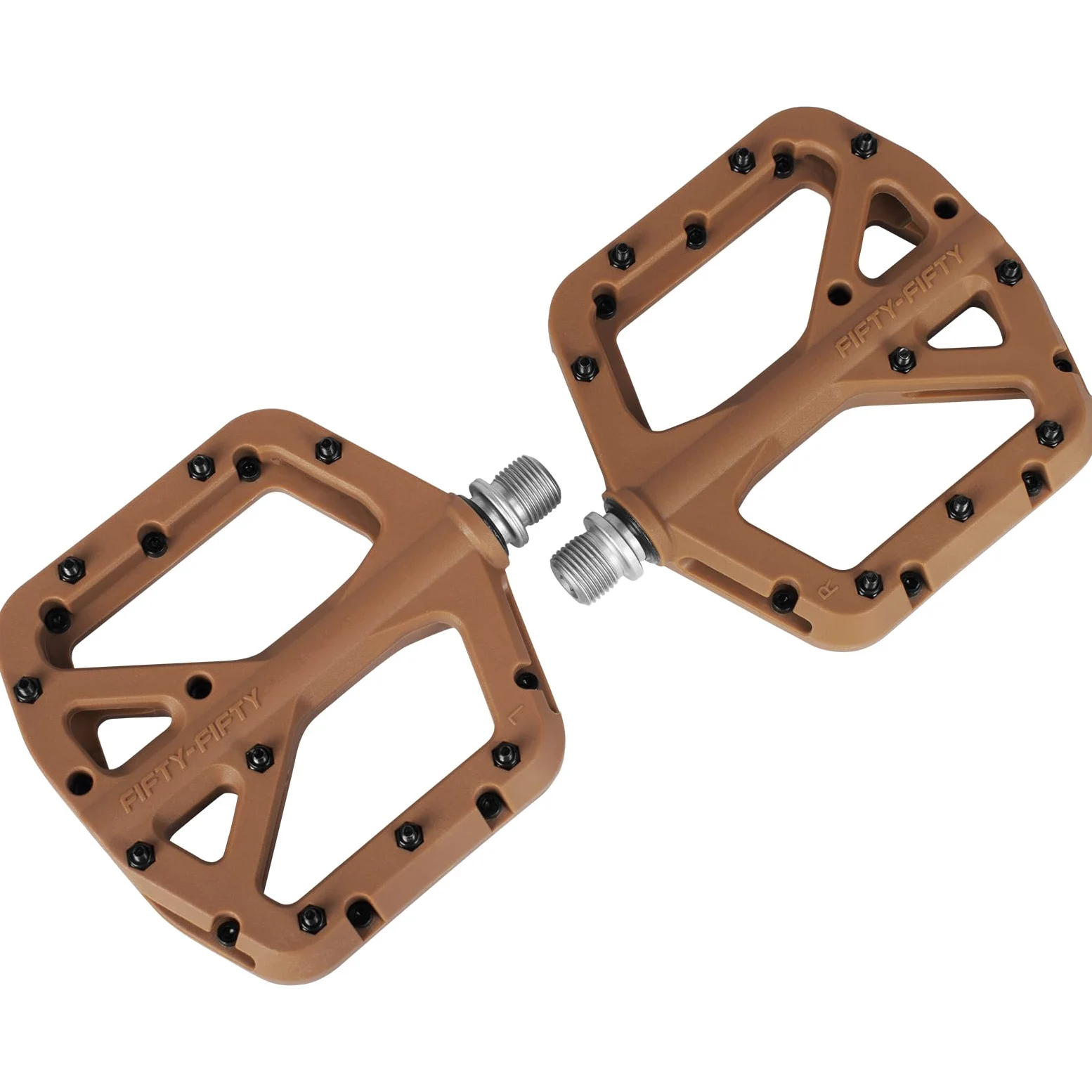 FIFTY-FIFTY Pedales de Bicicleta de Montaña, Pedales Planos Antideslizantes | Pedales para Bicicletas de 9/16", Compuesto de Nailon, Ligeros y con Plataforma Plana Ancha, Fácil de Colocar
