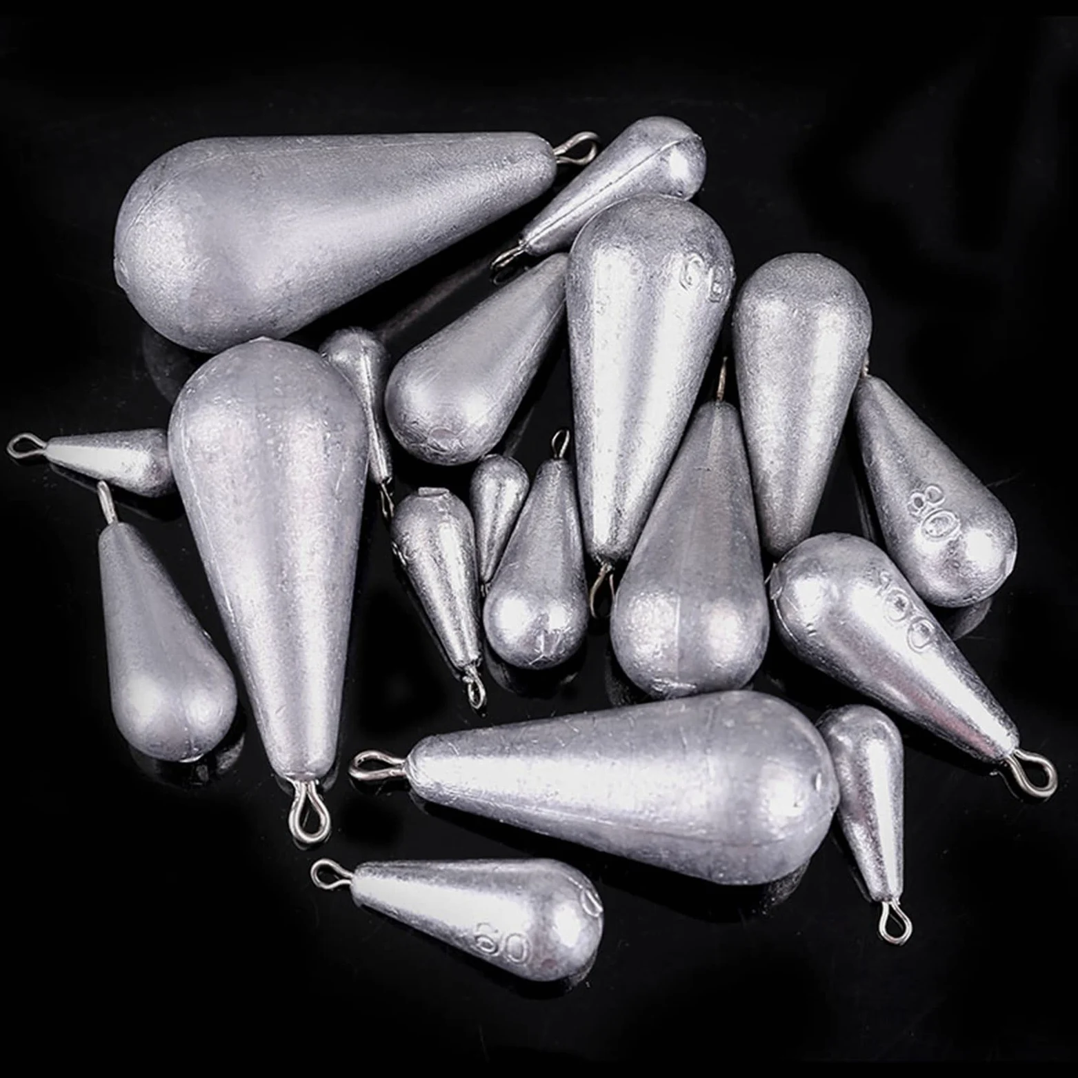 Plomo de Pesca Pesada 150 g 200 g 250 g 300 g 400 g 500 g Forma de Gota de Lluvia Pesos de Pesca en el mar Pesos de sedal de Agua Dulce de Agua Salada para bagre de Trucha lubina