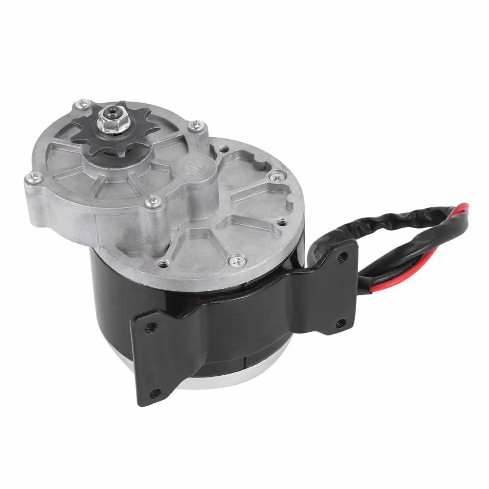 Correa Motor Eléctrico Reductor de Engranajes MY1025Z2 de 12 V y 250 W con Piñón de 9 Dientes, Motor de CC Cepillado, Reductor para Bicicletas Eléctricas y Scooters.