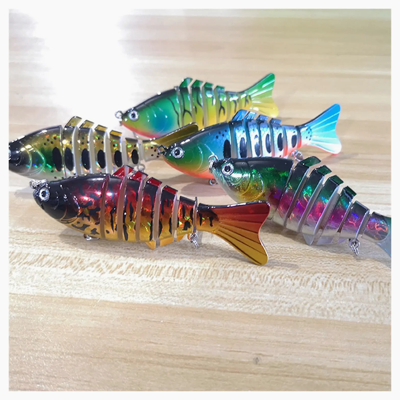 Señuelos Pesca Wobblers Pesca señuelos Artificiales Secciones Multi articuladas Artificiales Cebo Duro Trolling Herramientas de Pesca de Carpa 5PCS Cebo Artificial