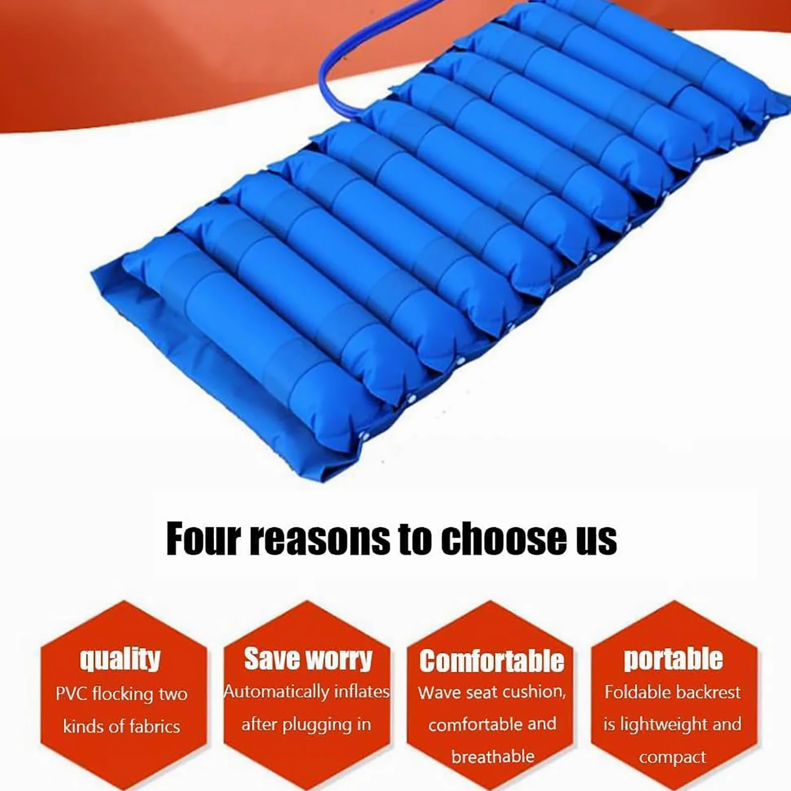 Cojín Inflable Para Silla De Ruedas, Colchón De Aire De Presión Alterna Con Bomba Eléctrica De Presión Variable Y 11 Bandas De Gas, Impermeable Y Ultrasilencioso, Para La Circulación Sanguínea.