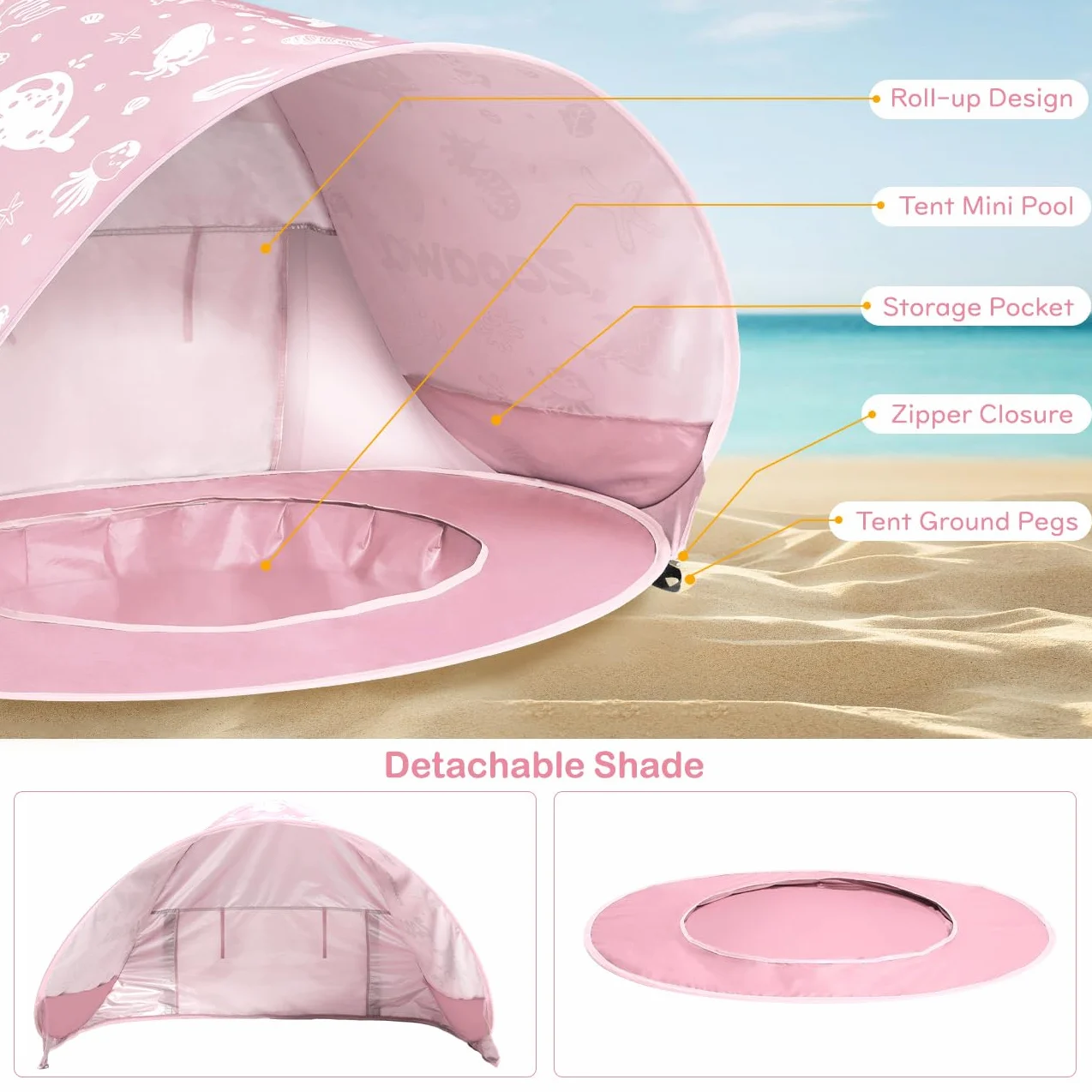 Tienda Playa Bebe Pop up con Piscina Plegable Portátil Protección Solar