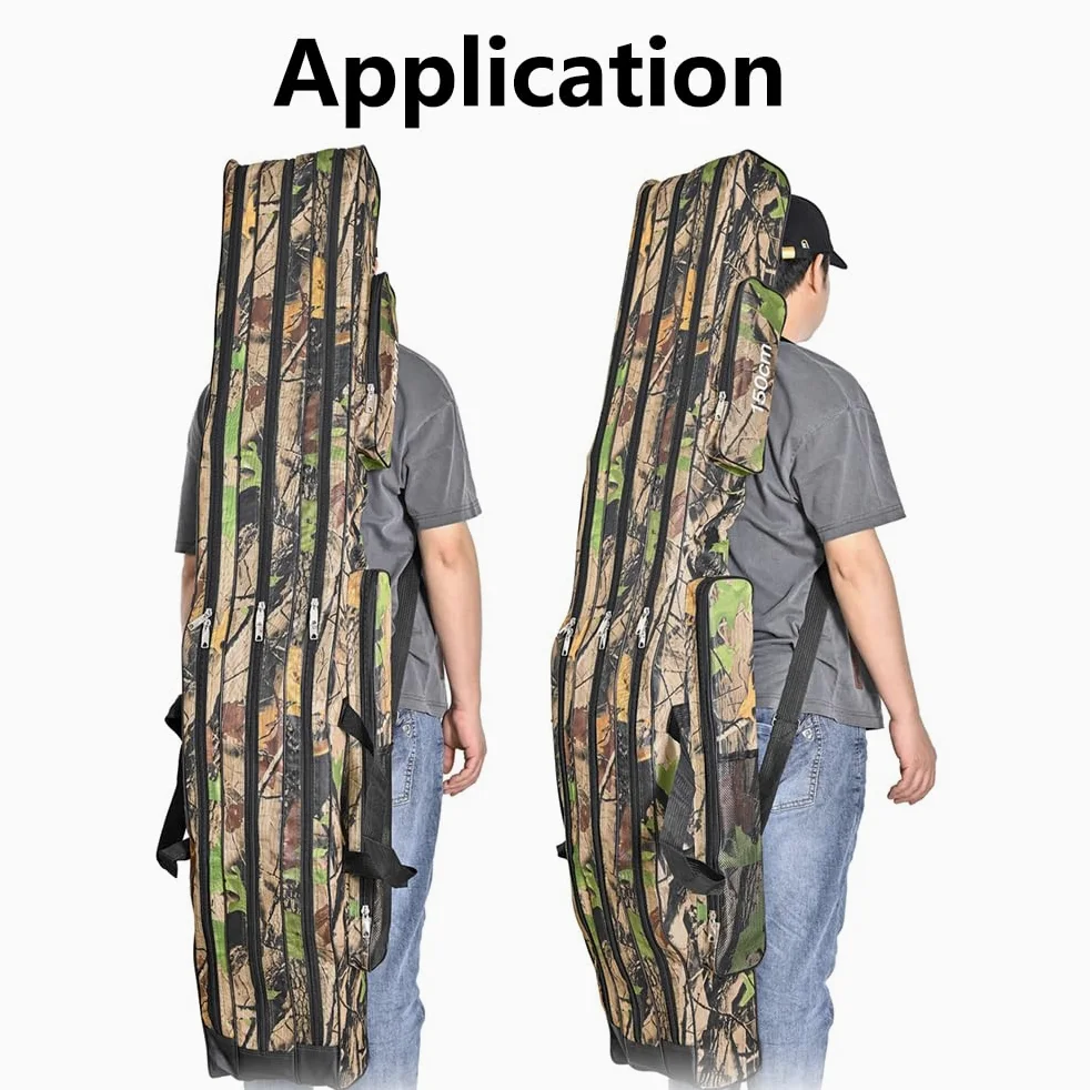 Bolsa portátil para caña de pescar, funda para caña de pescar, camuflaje, 120 cm, para accesorios de pesca, cebo de pesca [marrón]