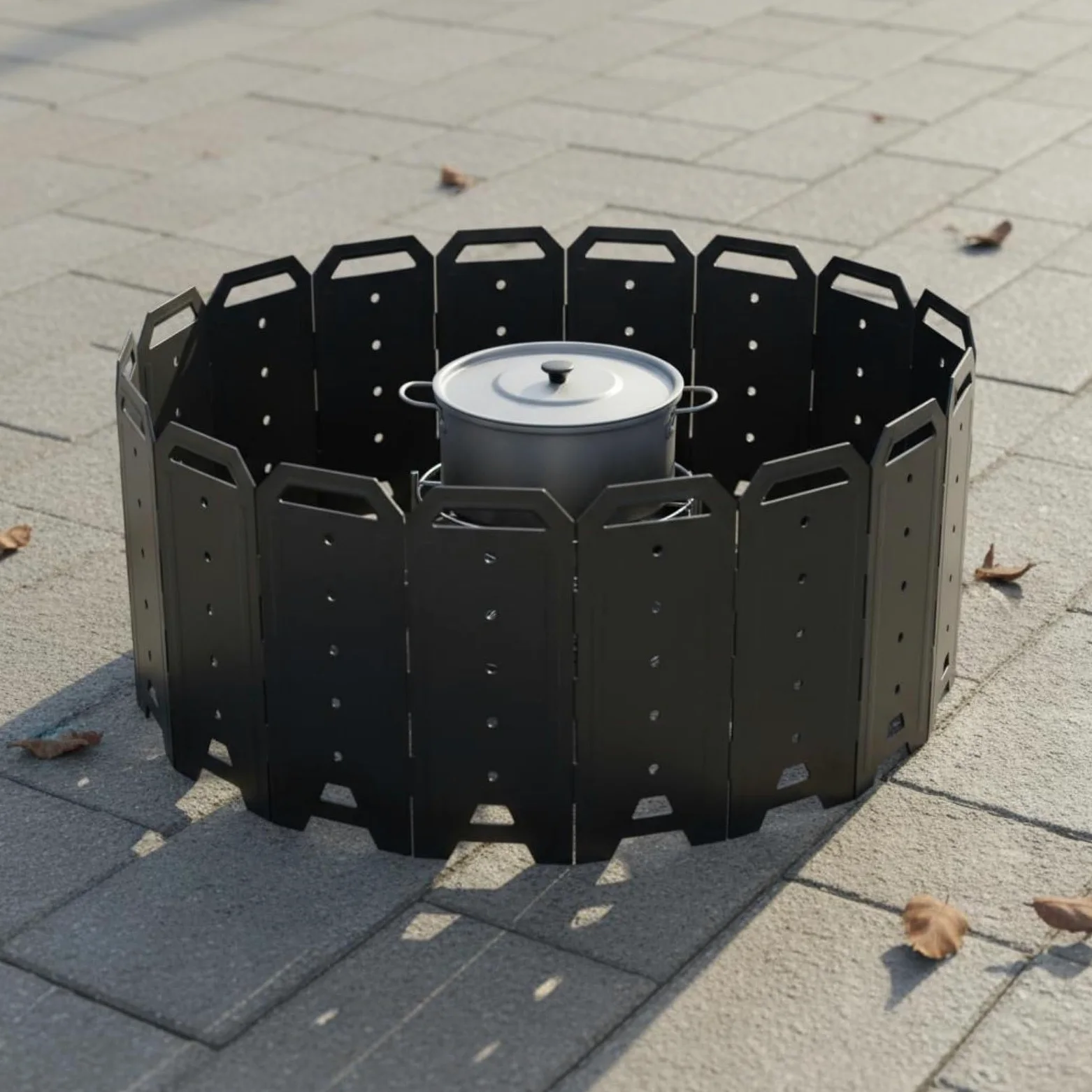 Cortaviento Plegable Ventilado Paraviento Plegable Estufa Negro Equipo Camping para Fogata, 50CM, Yd-50