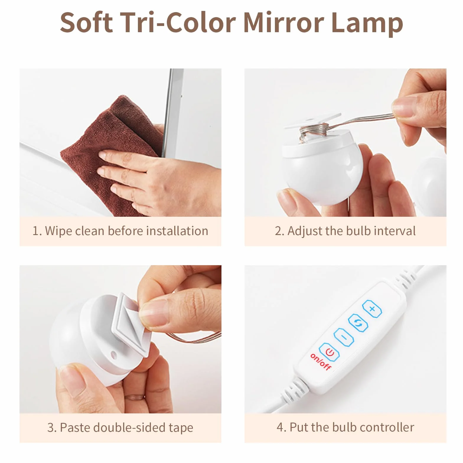 Jinlaili Luces de Espejo Maquillaje LED, 12 Bombillas Regulables, 3 Colores 9 Brillos, Lámpara de Tocador