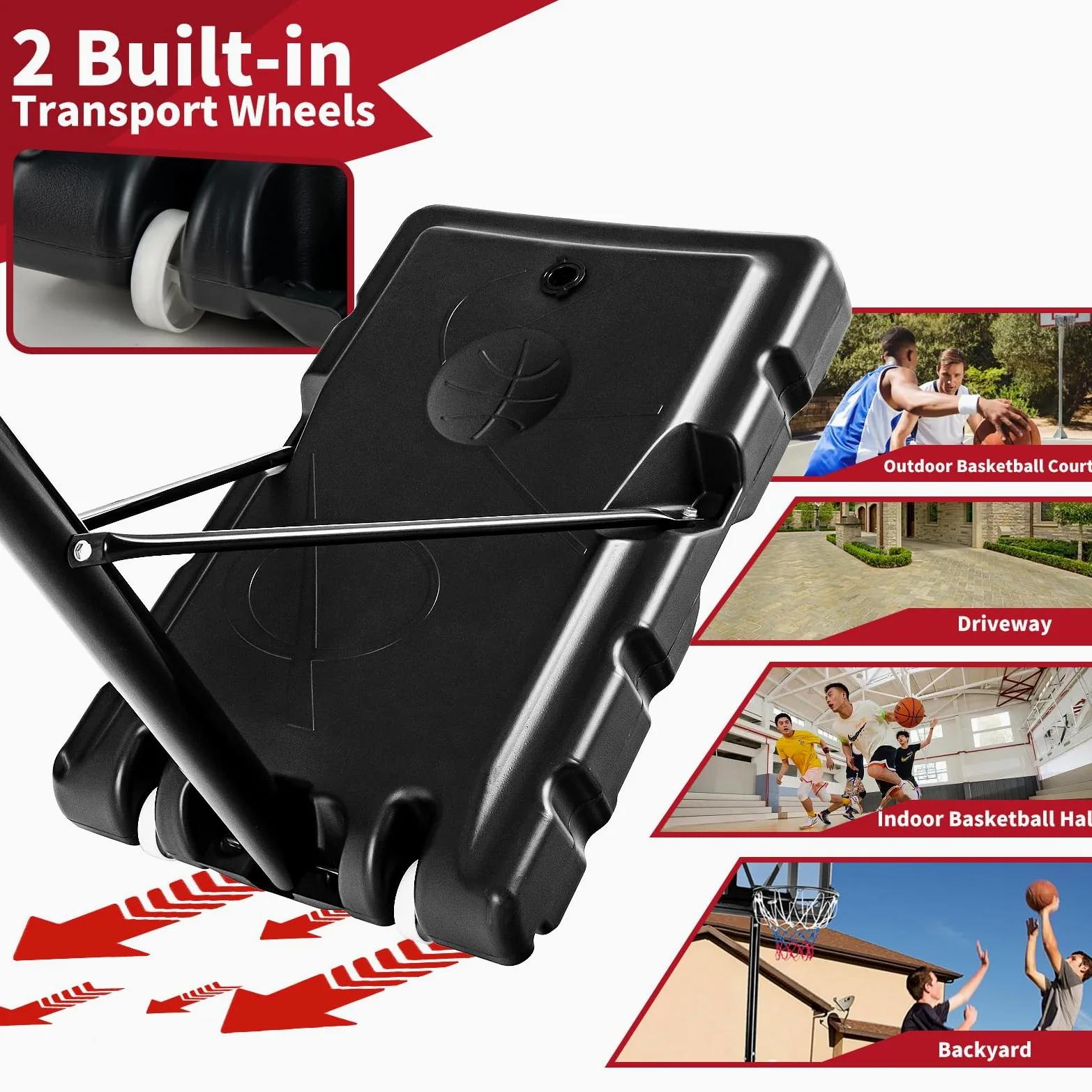 LIFEZEAL Canasta de Baloncesto al Aire Libre para Adolescentes y Adultos, Canasta de Baloncesto Portátil con Tablero y Red, Altura Ajustable de 1,3M a 3,05M