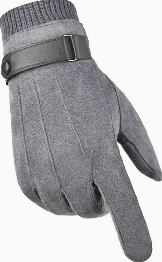 Guantes de equitación para hombre, piel de terciopelo, pantalla táctil, más terciopelo, gruesos, otoño e invierno, cálidos, para conducir, deportes al aire libre