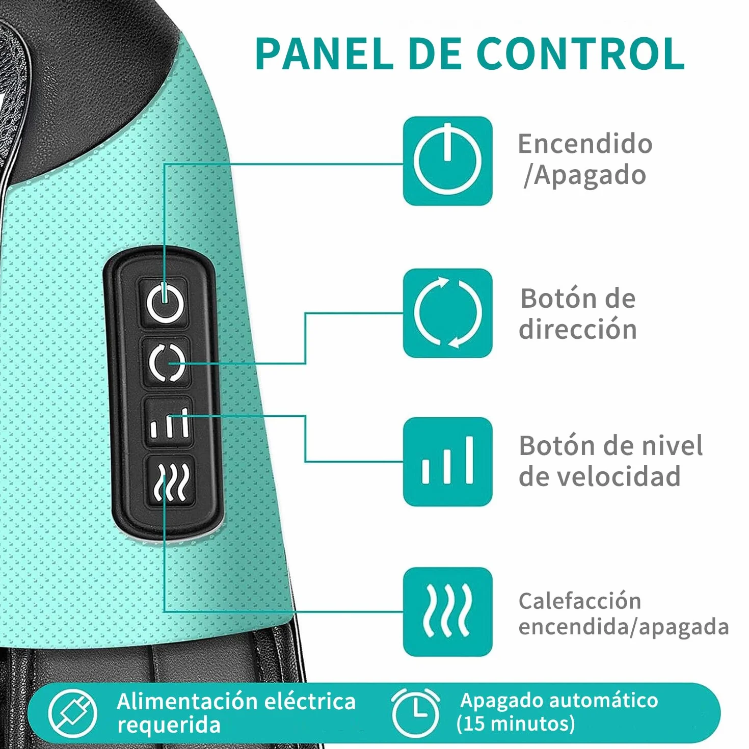 Nekteck Masajeador Cervical Shiatsu 3D con Calor para Espalda, Hombro y Cuello