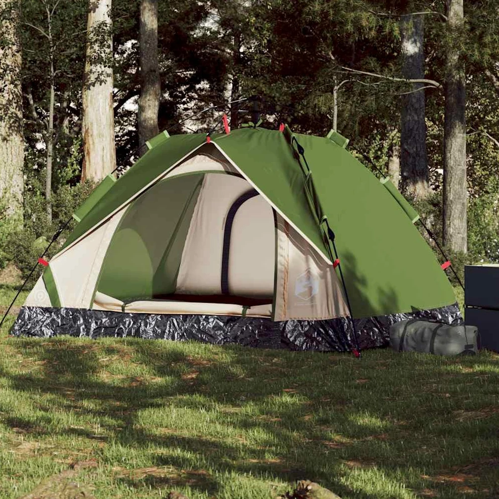 Tienda de campaña domo para personas verde, sistema de liberación rápida, tienda impermeable al aire libre con enchufe electrónico, ligera portátil para viajes