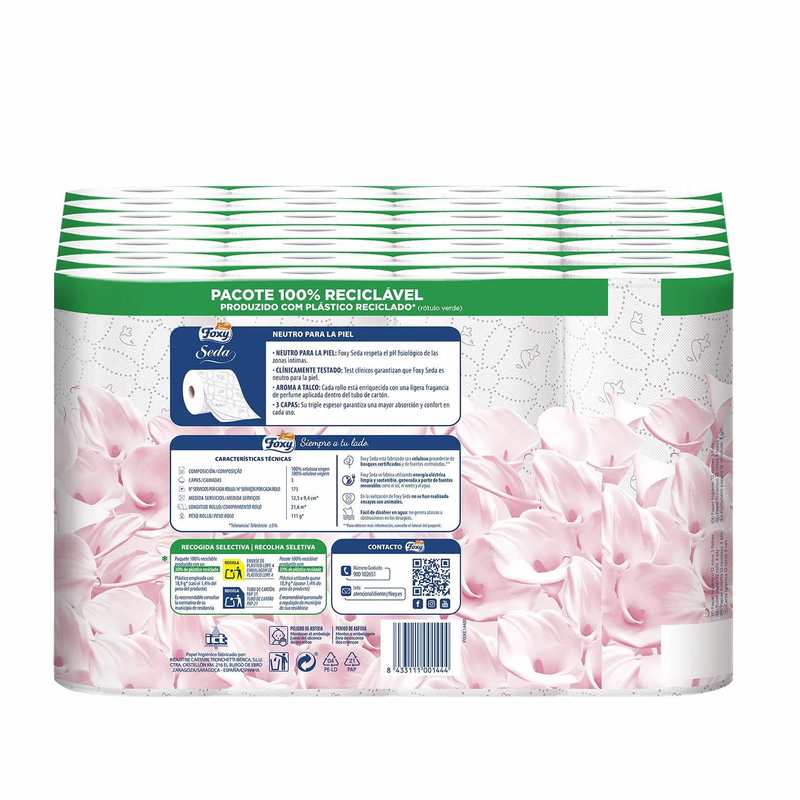 Papel higiénico 84 rollos 173 servicios FSC Neutro para la piel Paquete reciclable