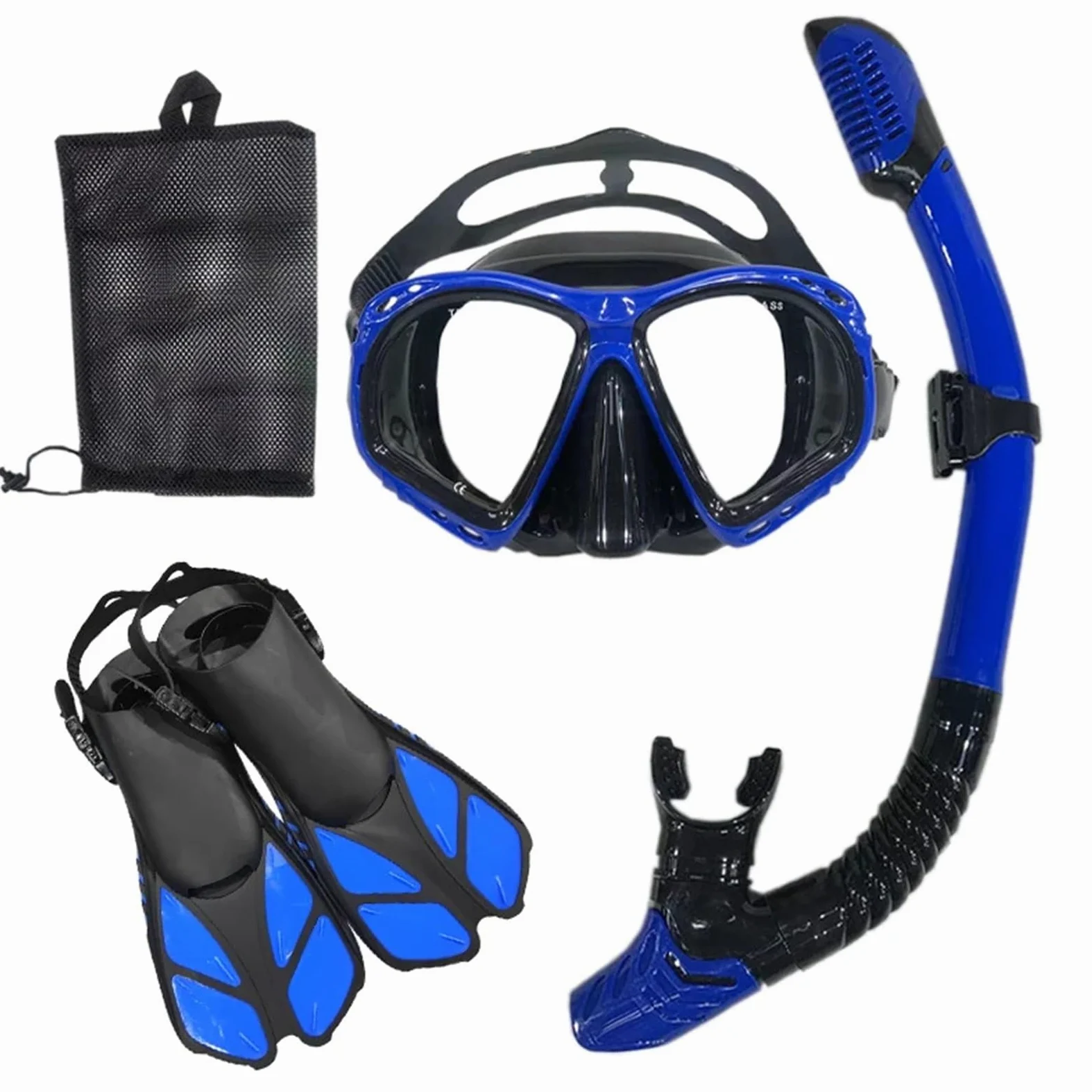 Buceo Máscara de Snorkel Máscara de Buceo y Gafas de Buceo con Tubo de respiración, Conjunto de Tubo de natación para Adultos Unisex(Lake Blue Black,S/M)