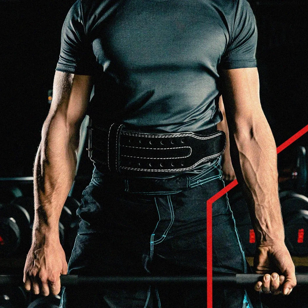 HHR Doble potencia de elevación correa de cuero de gamuza clavija de alimentación de la correa Gimnasio Culturismo 4 pulgadas de espesor 10 mm levantamiento de pesas pesas Cinturón para hombres y mujeres óptimo para Powerlifting !!!!