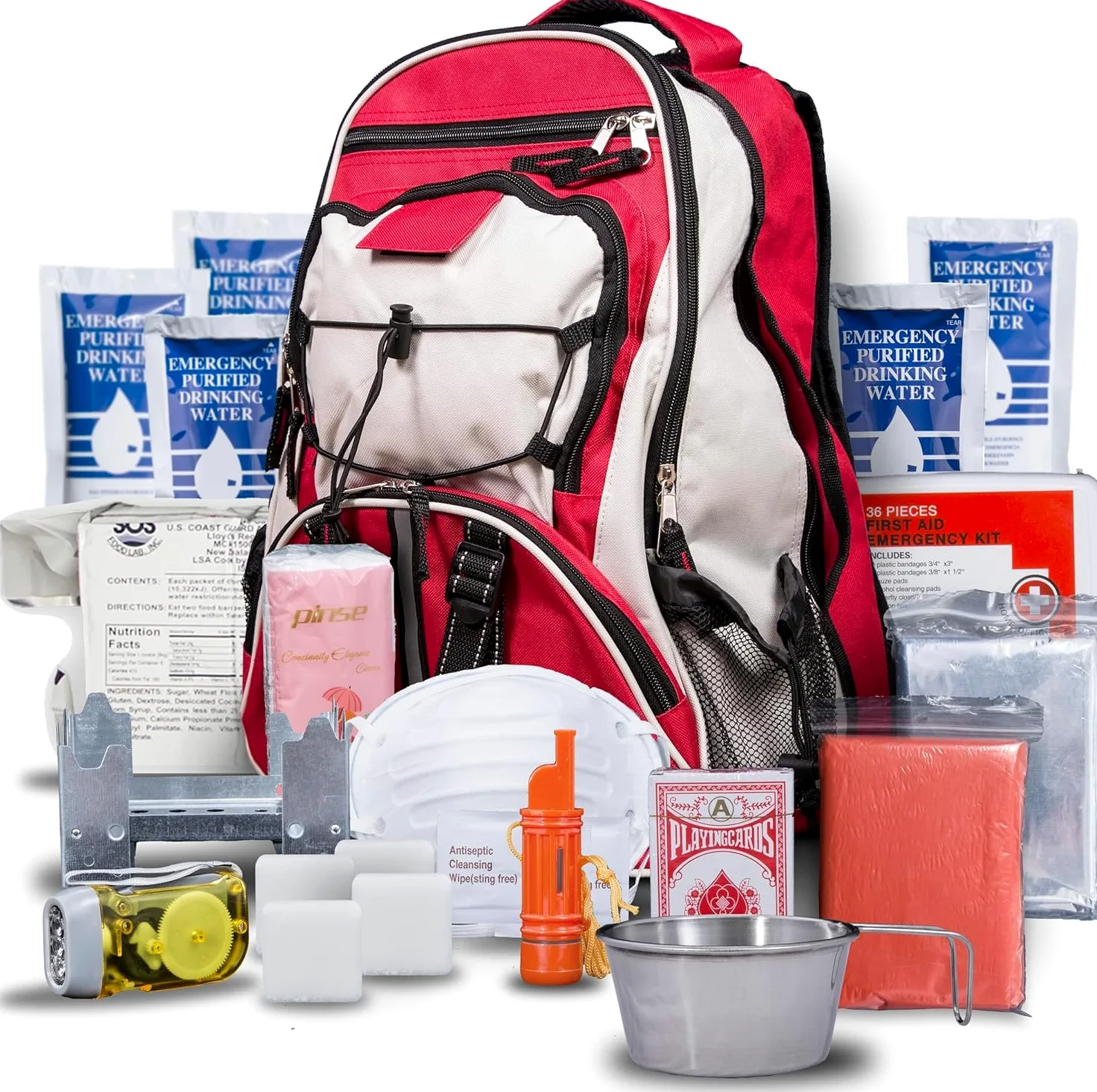 Blue Seventy-Two - Pro Series - Kit de Supervivencia de Mochila de Emergencia roja de Lujo de 72 Horas para 1 Persona | Kit de Supervivencia para emergencias (Incluye tabletas de Agua)