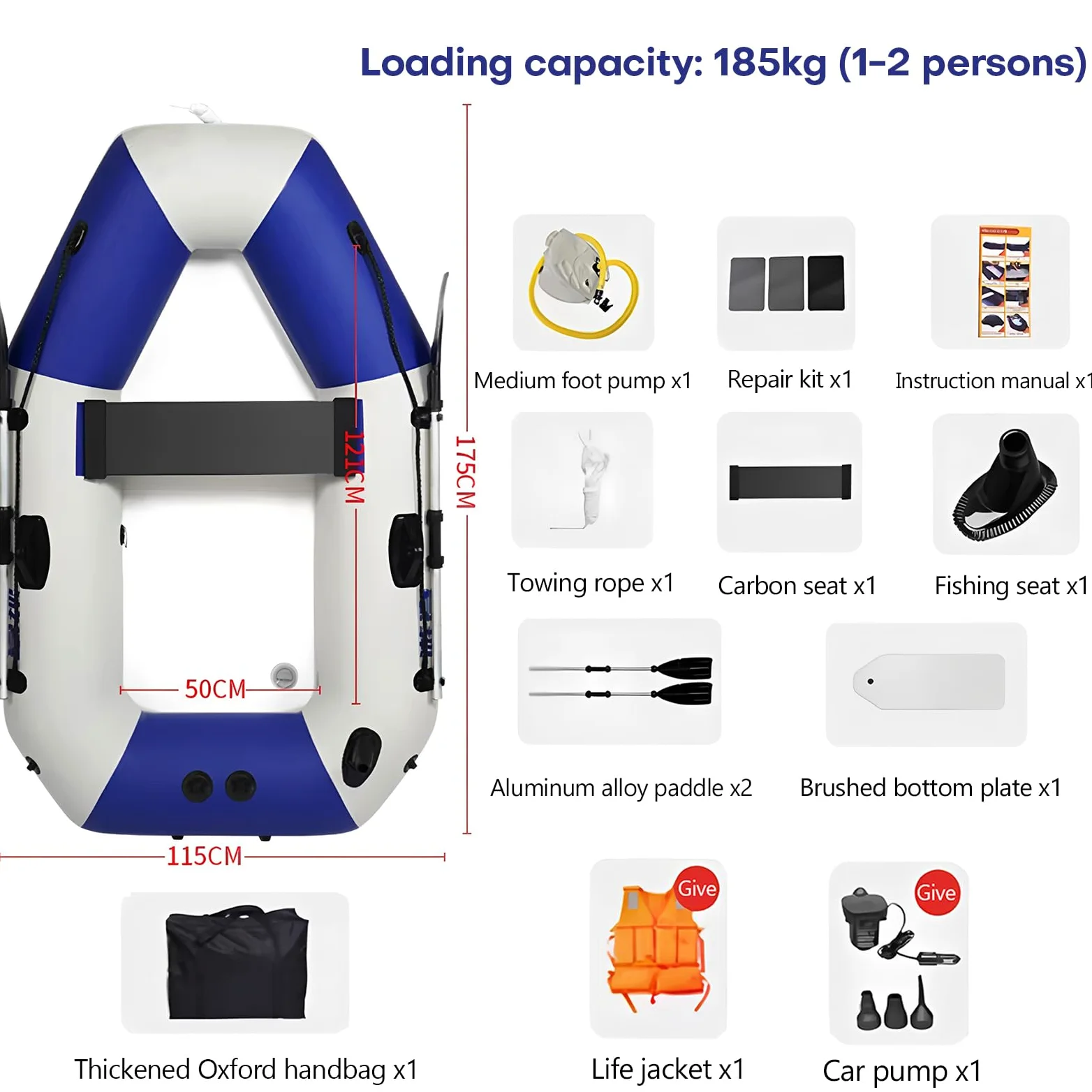 Kayak Barca Hinchable 2-3 Plazas – Lancha Inflable con Motor Y Remos, Ideal para Pesca, Camping Y Aventuras En El Agua