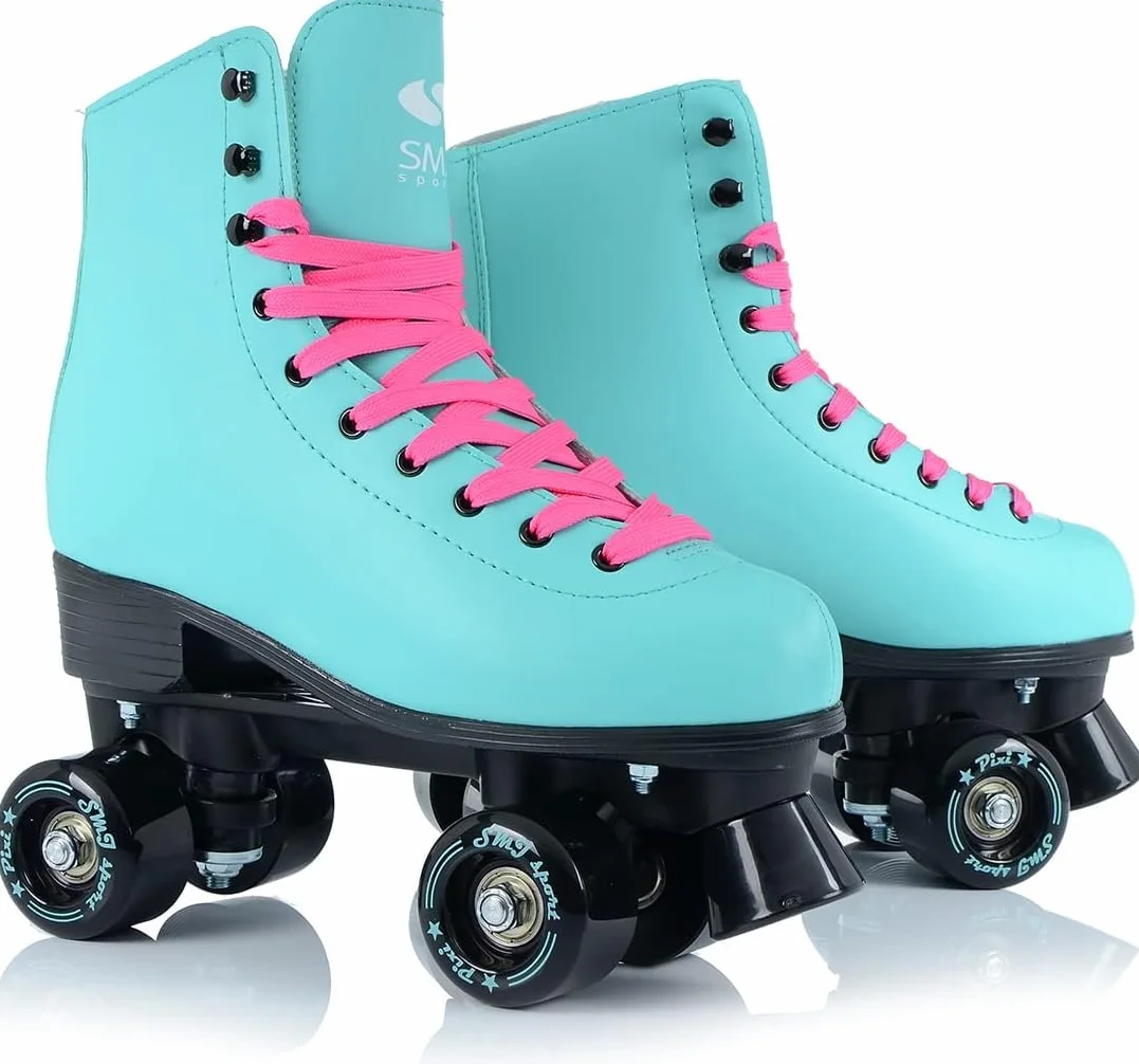 Patines clásicos Retro para Mujer, rodamientos ABEC7, Color Rosa Menta, Patines en línea, Tallas 35, 36, 37, 38, 39, 40, 41